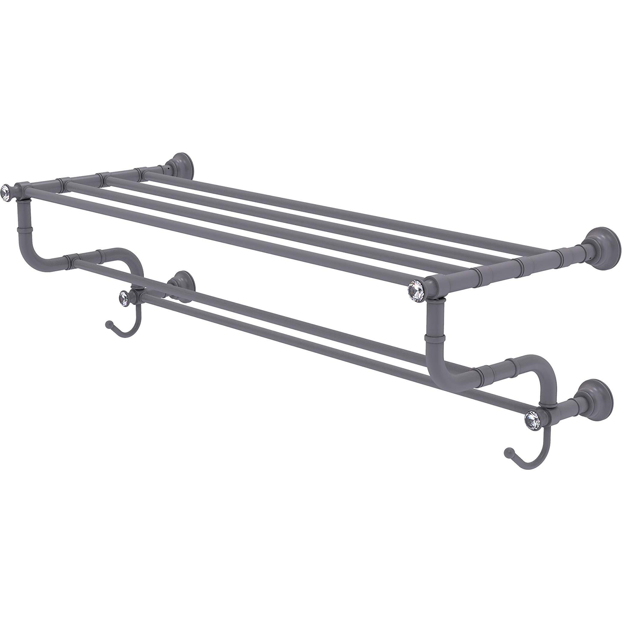 Allied Brass CC-HTL-5-DTB-36 Carolina Crystal Collection 36 Inch Double Bar Towel Shelf, Matte Gray