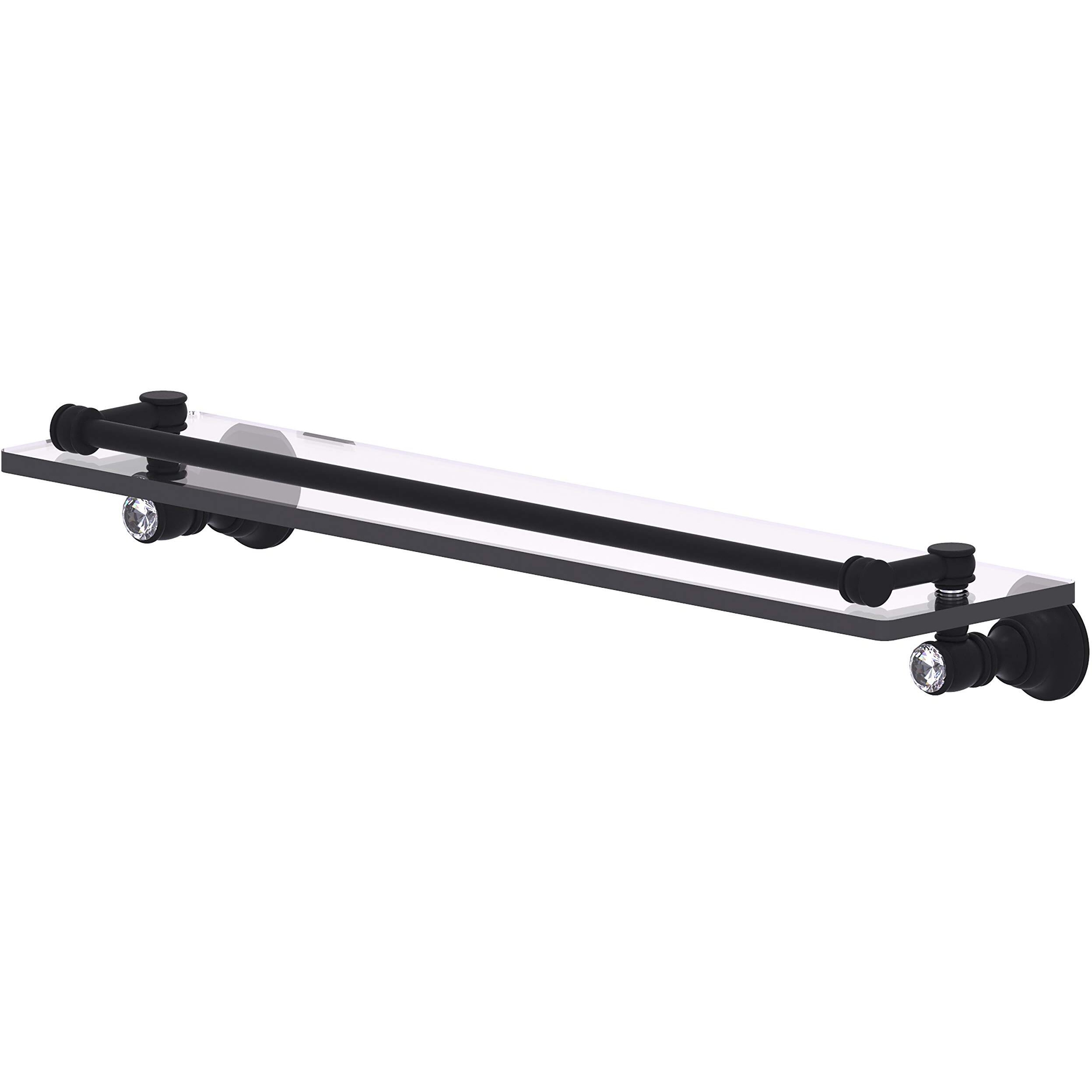 Allied Brass CC-1-22-GAL Carolina Crystal Collection 22 Inch Gallery Rail Glass Shelf, Matte Black
