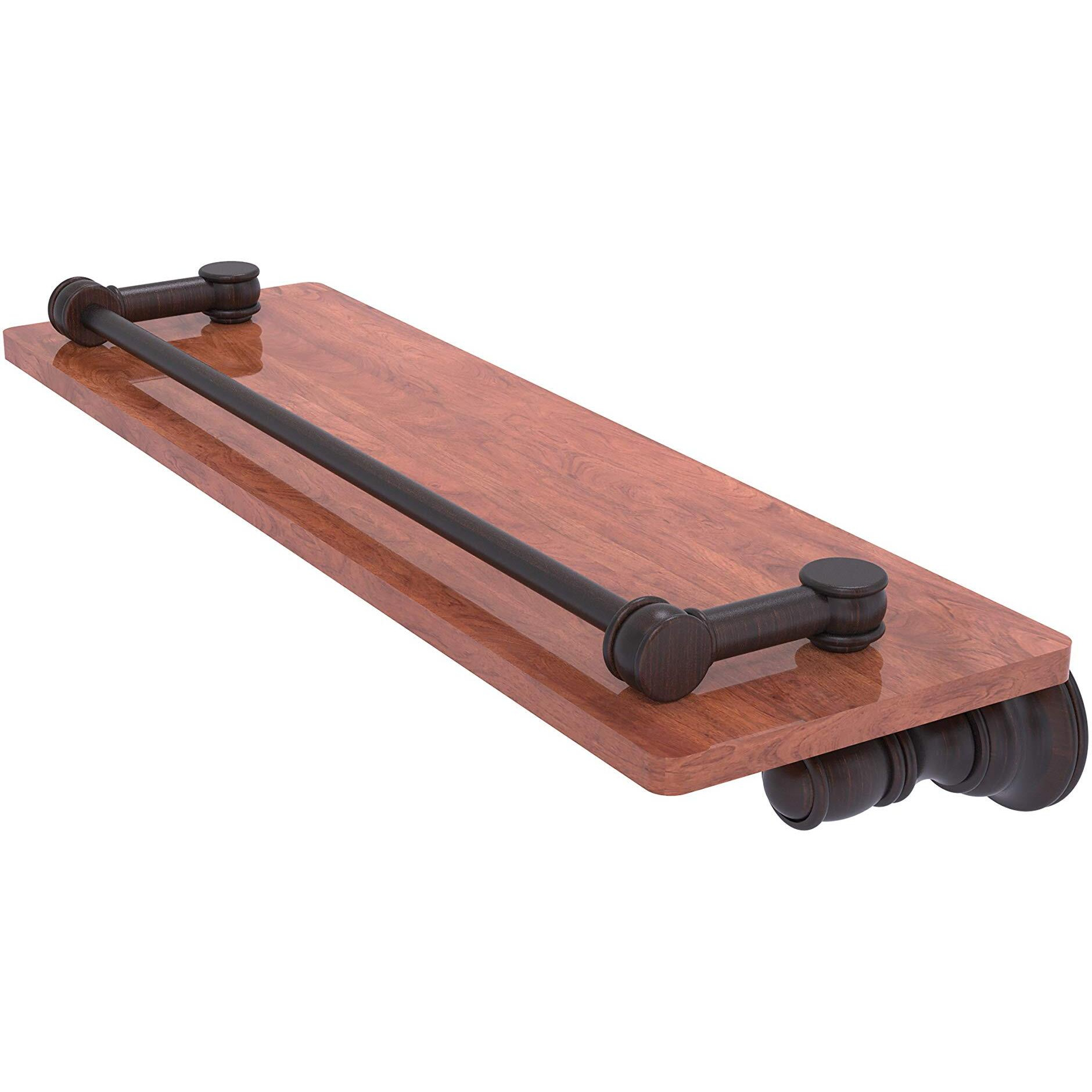 Allied Brass CL-1-16-GAL-IRW Carolina Collection 16 Inch Gallery Rail Wood Shelf, Venetian Bronze