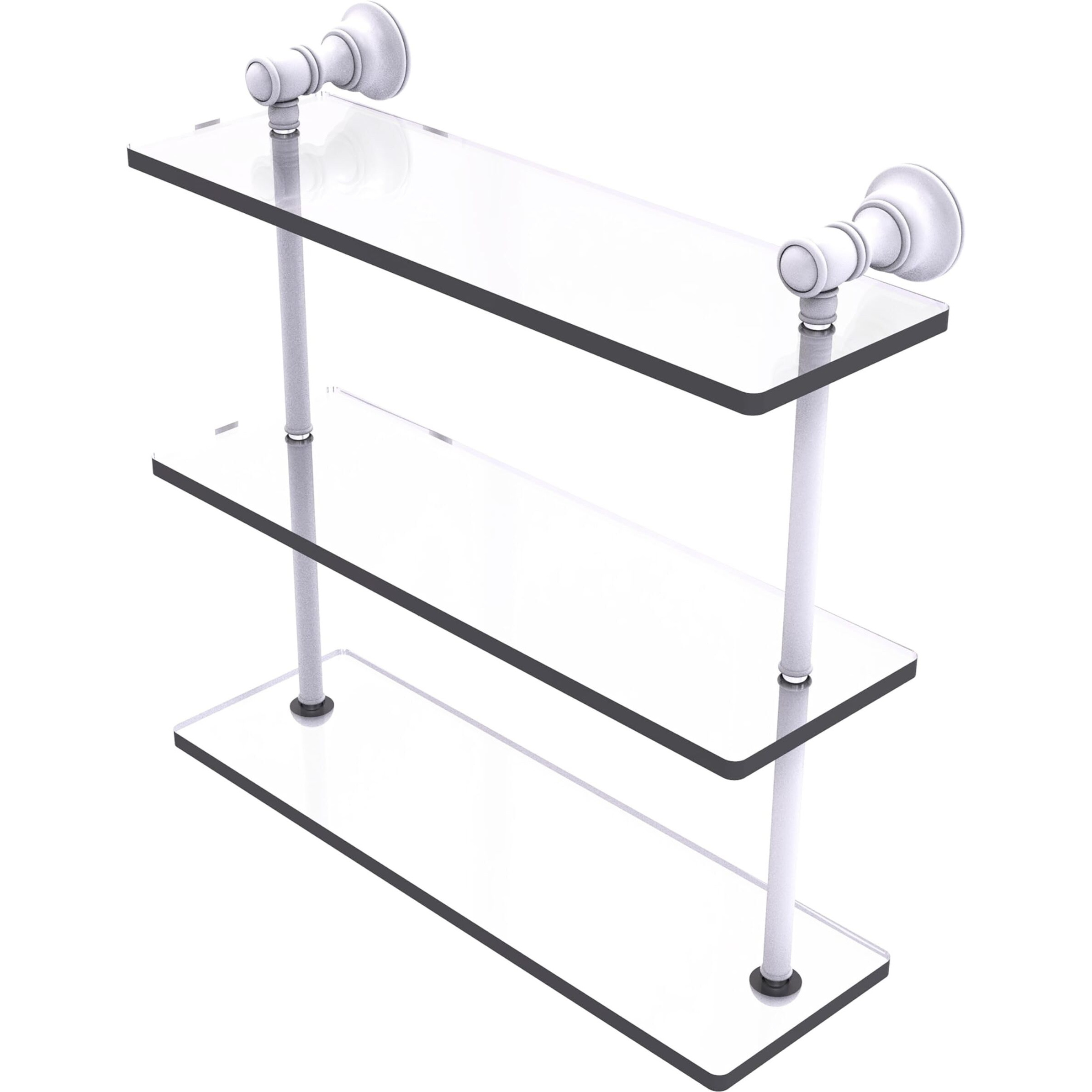 Allied Brass CL-5-16-WHM Carolina Collection 16 Inch Triple Glass Shelf, Matte White