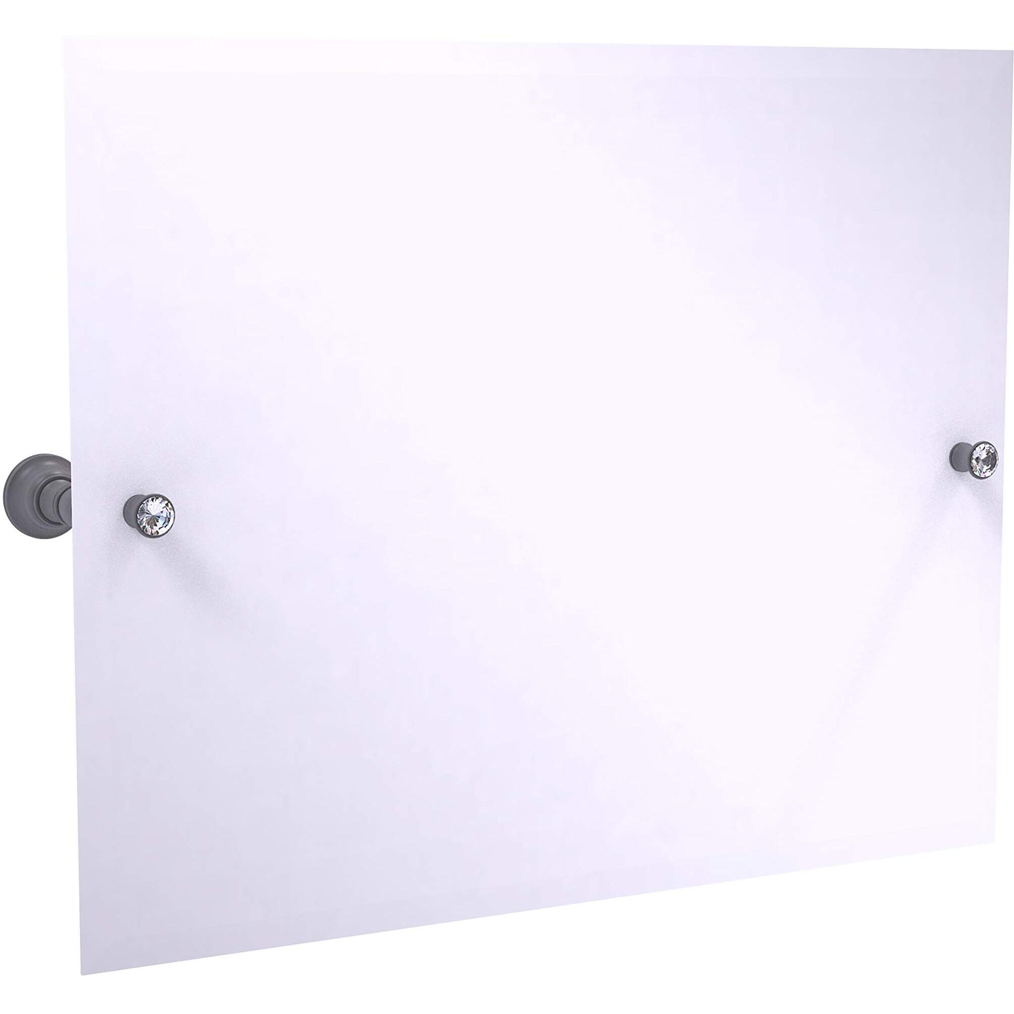 Allied Brass Carolina Crystal Collection Landscape Rectangular Tilt Beveled Edge Wall Mirror, Matte Gray