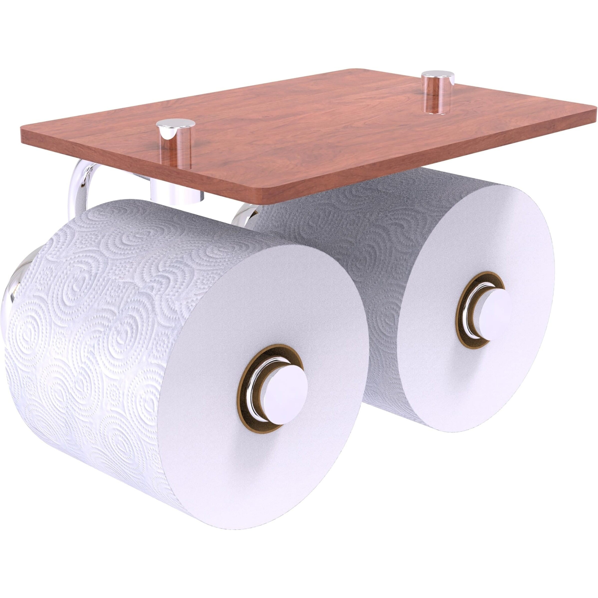Allied Brass P1000-24-2S-IRW Prestige Skyline Collection 2 Roll Wood Shelf Toilet Paper Holder, Polished Chrome