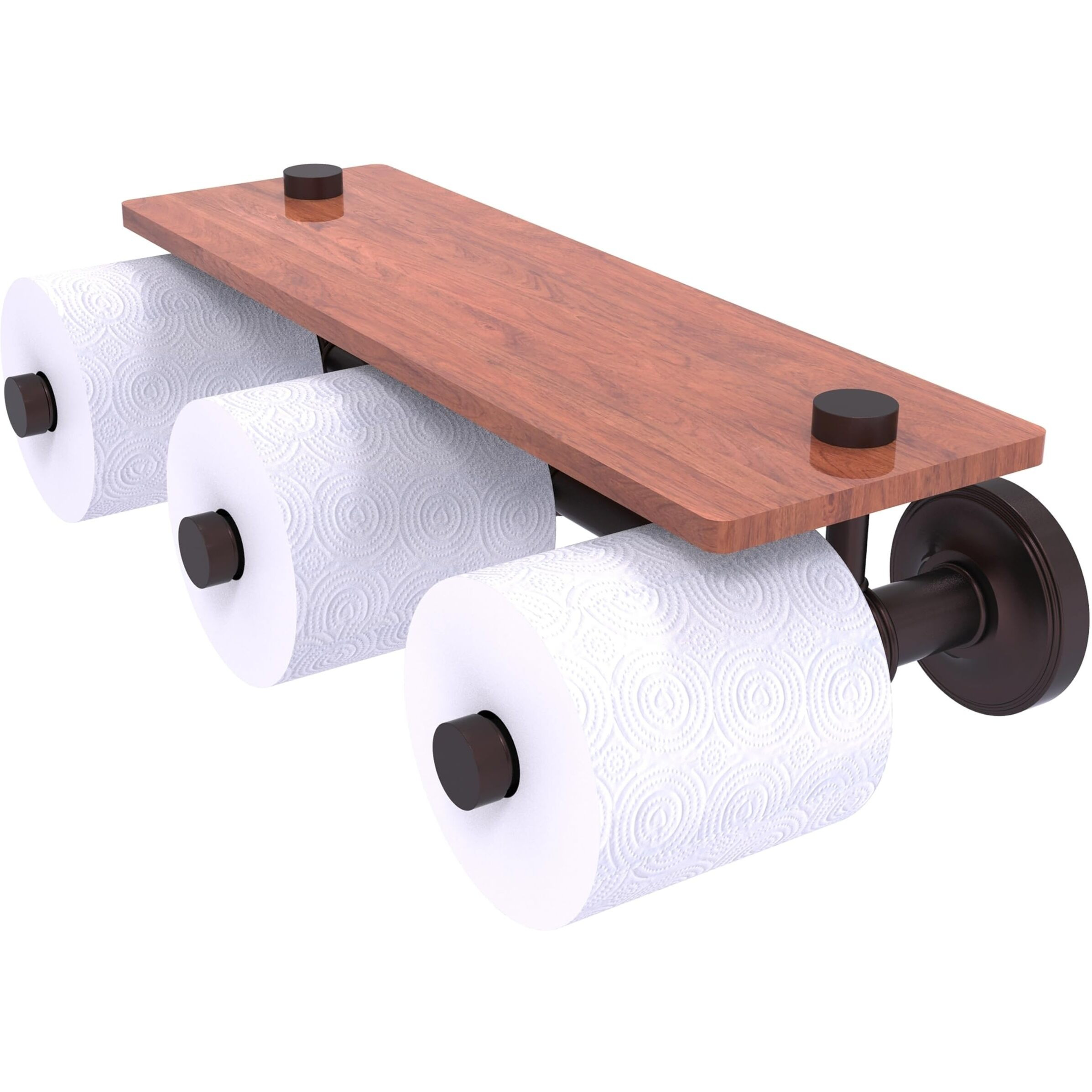 Allied Brass PR-35-3S-IRW Prestige Regal Collection Horizontal Reserve 3 Roll Wood Shelf Toilet Paper Holder, Antique Bronze