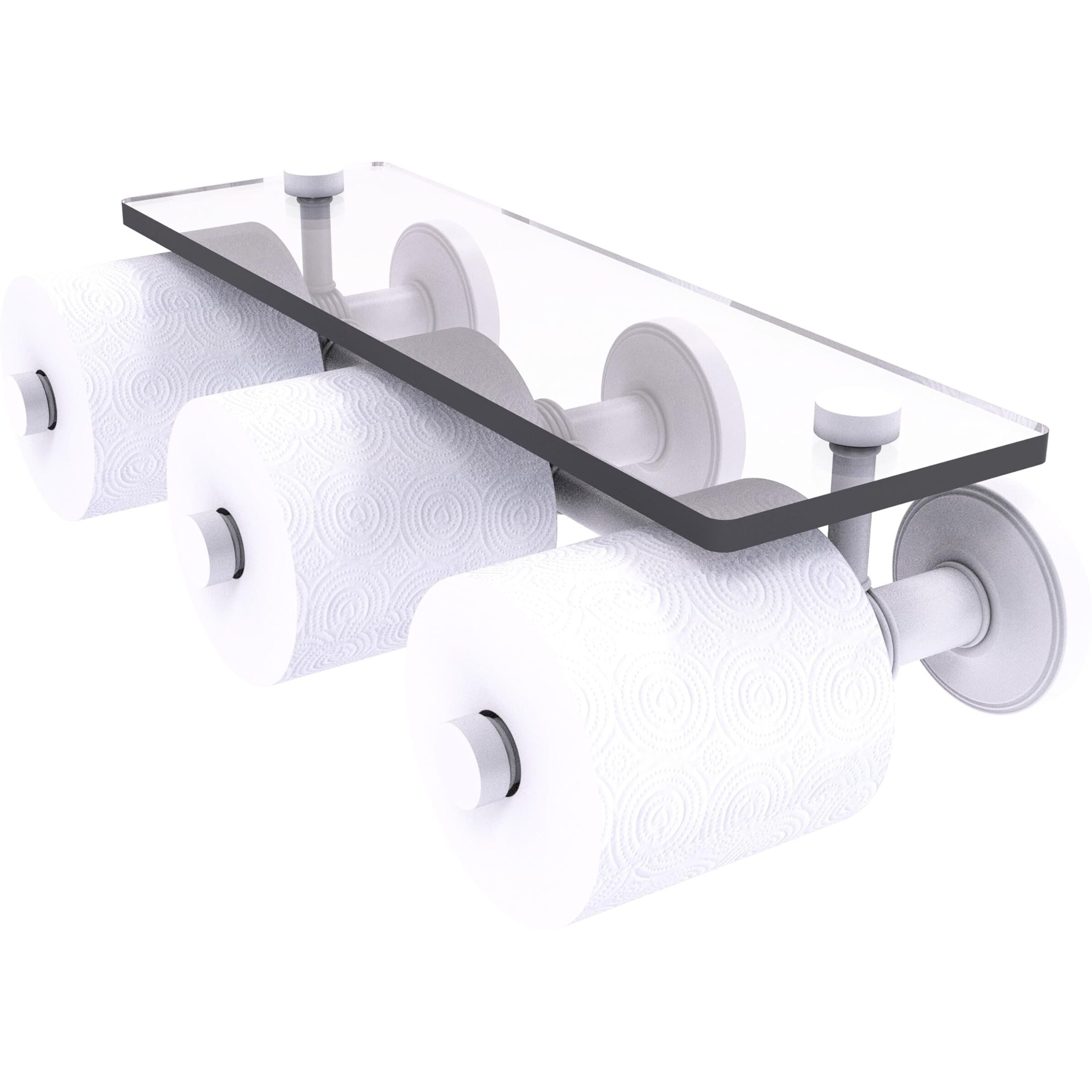 Allied Brass PR-35-3S Prestige Regal Collection Horizontal Reserve 3 Roll Glass Shelf Toilet Paper Holder, Matte White