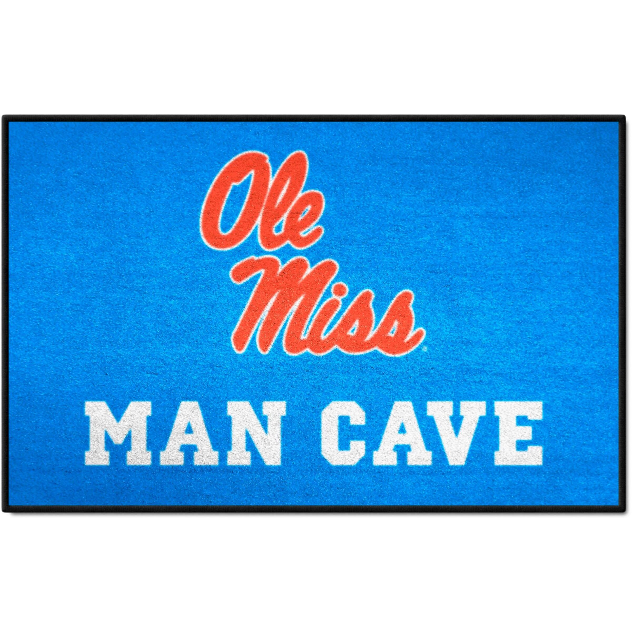 FANMATS 27222 NCAA - Ole Miss Rebels Man Cave Starter Mat Accent Rug - 19in. x 30in. | Sports Fan Home Decor Rug and Tailgating Mat - Light Blue