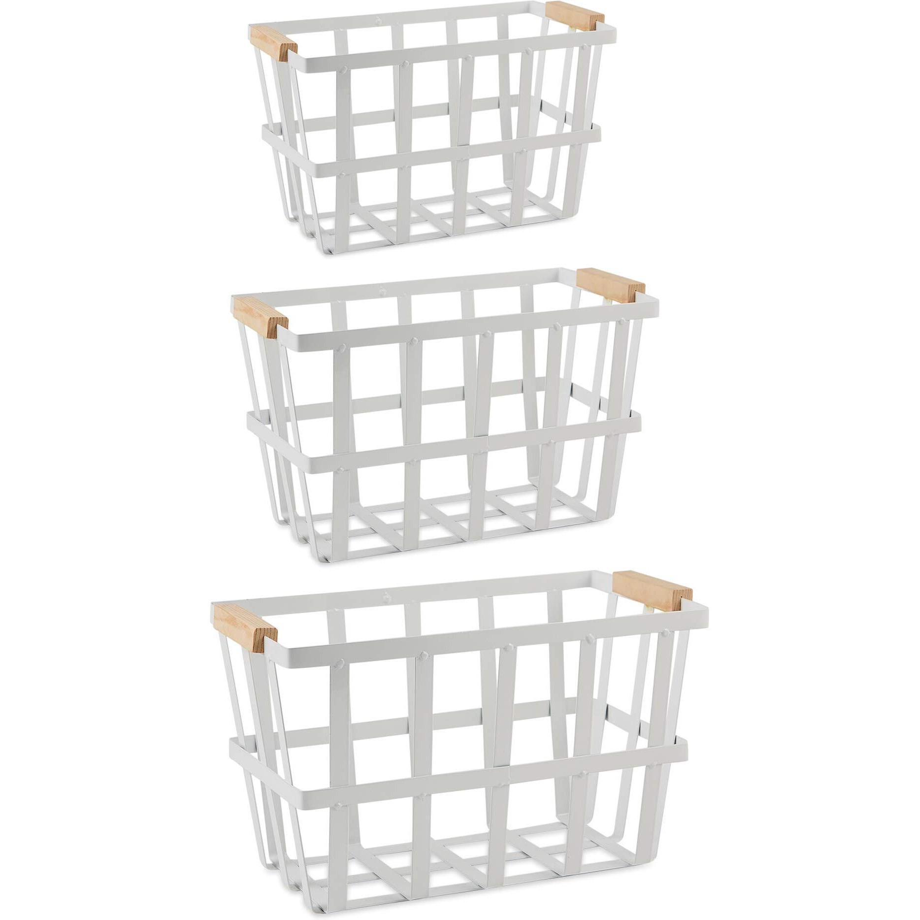 DII Urban Metal Basket Contemporary Storage Container, White, Basket Set, 3 Piece