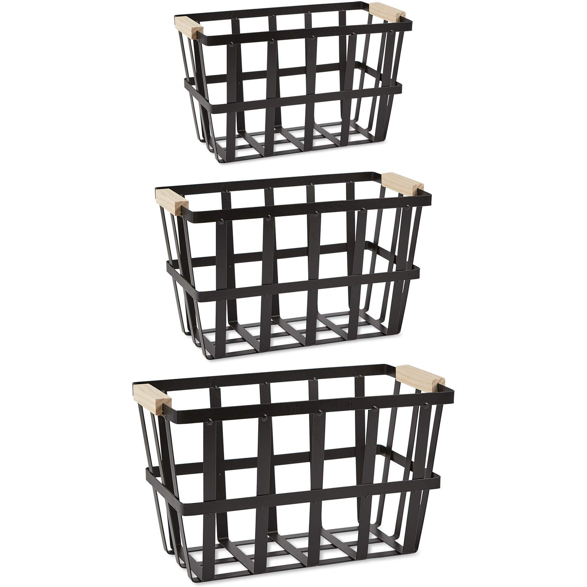 DII Urban Metal Basket Contemporary Storage Container, Black, Basket Set, 3 Piece