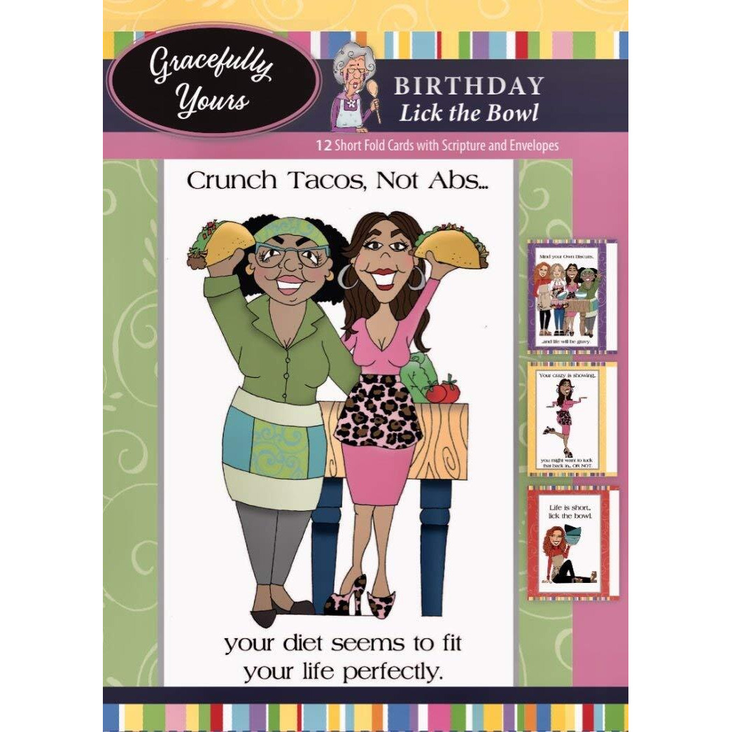 Gracefully Yours Birthday Greeting Cards - KJV - Boxed -&quotLick The Bowl" - (Box of 12)