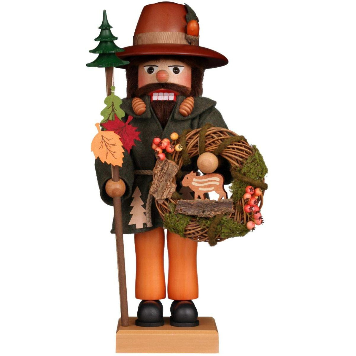 Alexander Taron Christian Ulbricht Nutcracker - Woodsman with Wreath - 18.5" H x 9" W x 9.25" D