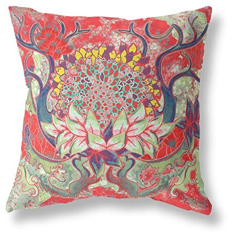 Amrita Sen Vase Sunflower Matches Broadcloth Indoor Outdoor Blown and Closed Pillow Red Green