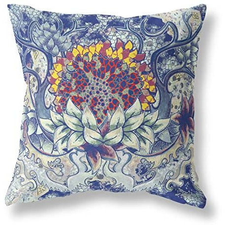 Amrita Sen Vase Sunflower Matches Broadcloth Indoor Outdoor Blown and Closed Pillow Blue Gray Yellow Red