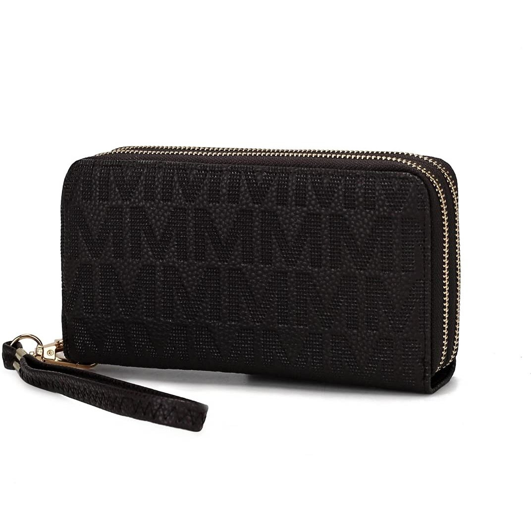 MKF Collection by Mia K. MKF-PU7770CH Lisbette Embossed M Signature Wallet, Chocolate