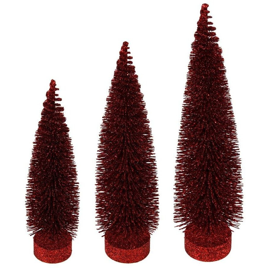 Vickerman 660478-12"-14"-16" Burgundy Glit Oval Tree 3Set (LS191265) Christmas Decorative Tree