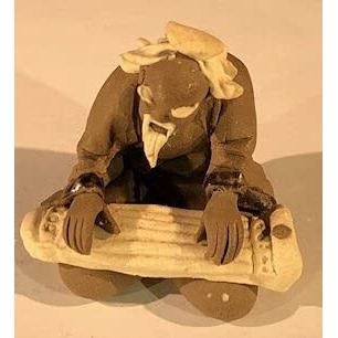 Bonsai Boy e3464 2 in. Miniature Ceramic Figurine - Mudman Playing Musical Instrument