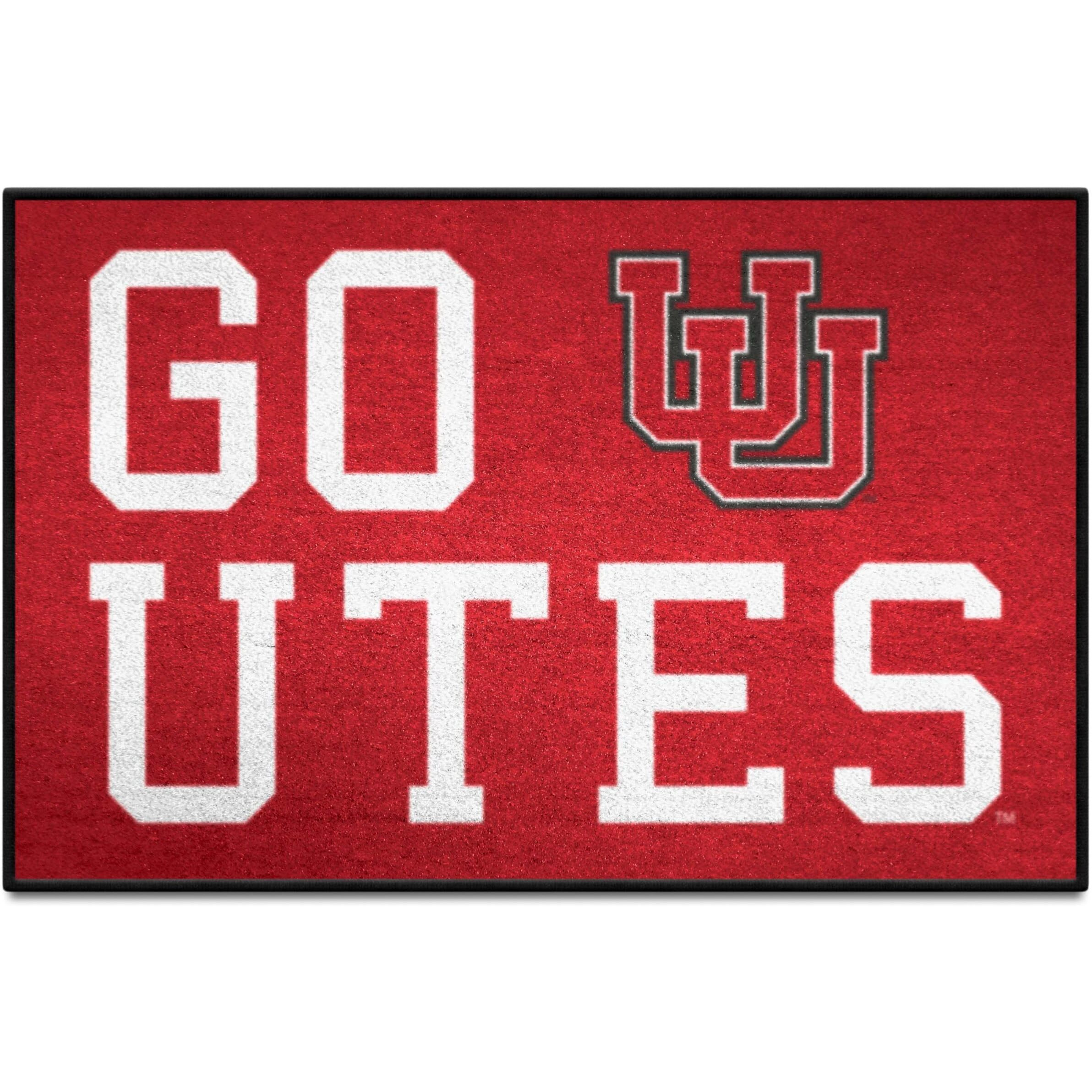 FANMATS 33451 NCAA - Utah Starter Mat Accent Rug - 19in. x 30in. Slogan Design| Sports Fan Home Decor Rug and Tailgating Mat