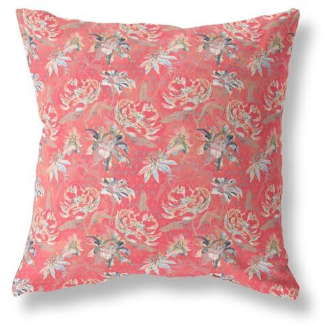 Amrita Sen Roses Sprayed Stars Indoor/Outdoor Pillow in Red 20x20