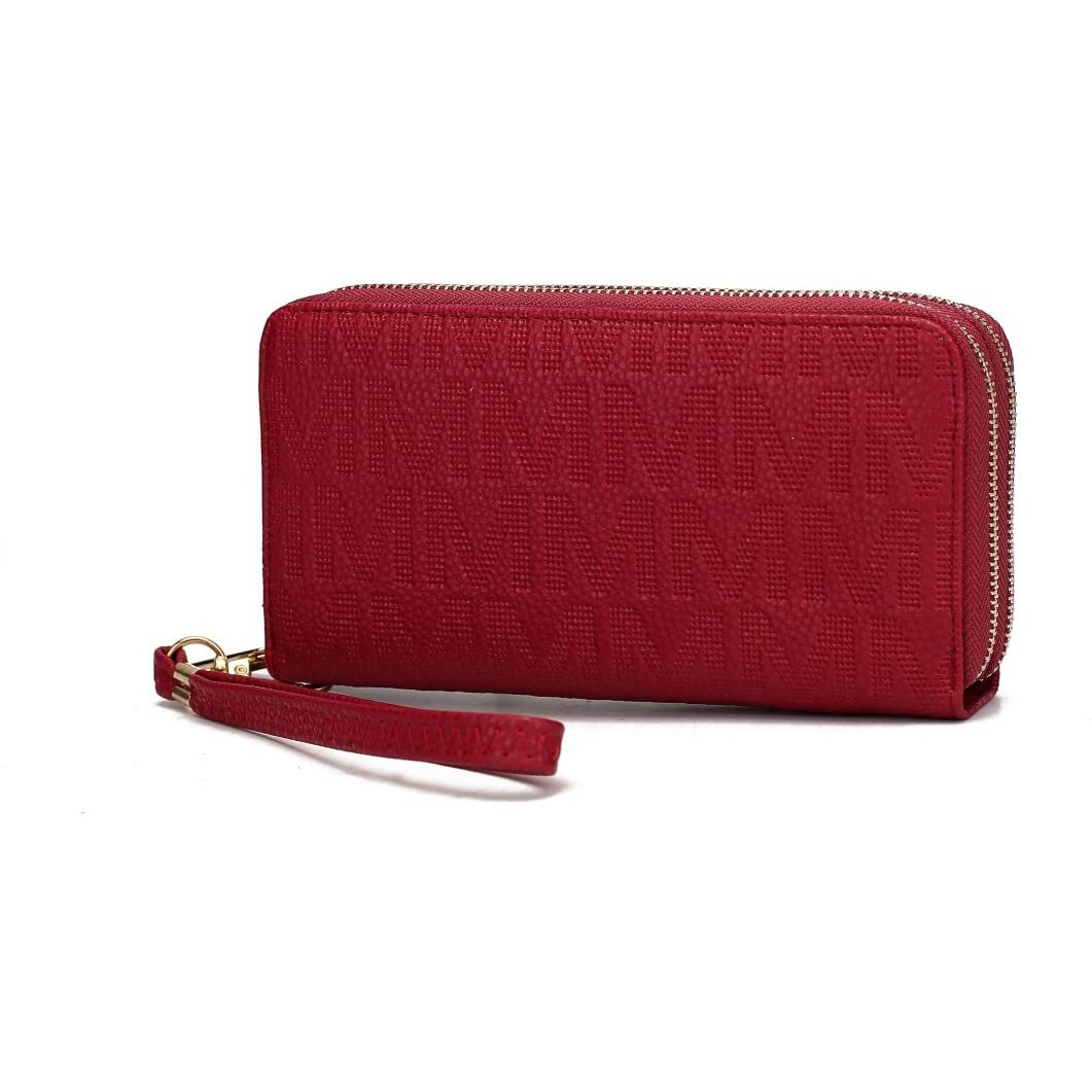 MKF Collection by Mia K. MKF-PU7770RD Lisbette Embossed M Signature Wallet, Red