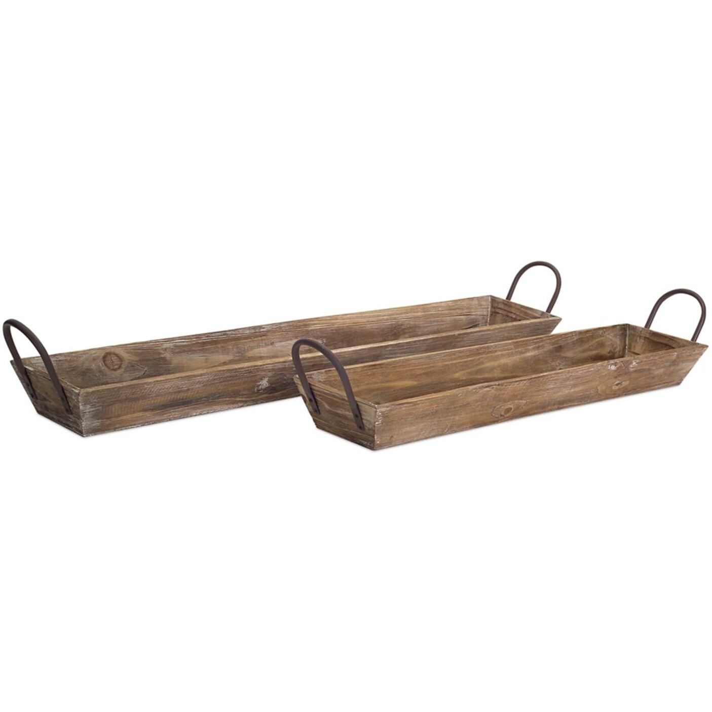 Melrose International Wooden Tray w/Handles (Set of 2) 28.75" L, 36.5" L Wood