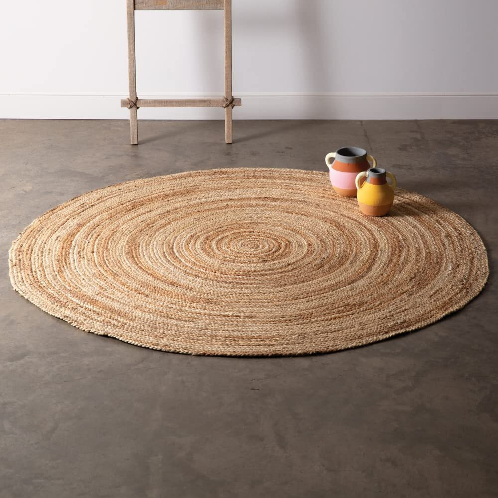 Colonial Tin Works 510570 Natural and Ivory Swirl Jute Rug, 5-Feet Diameter