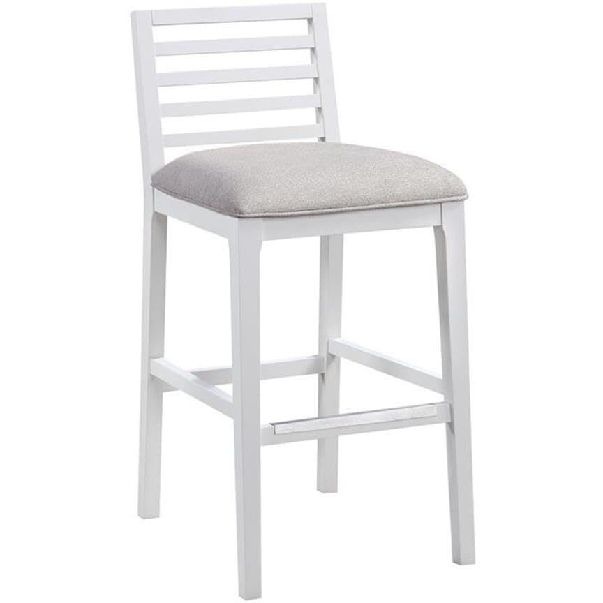 American Woodcrafters Siri White Solid Wood with Gray Fabric Bar Stool