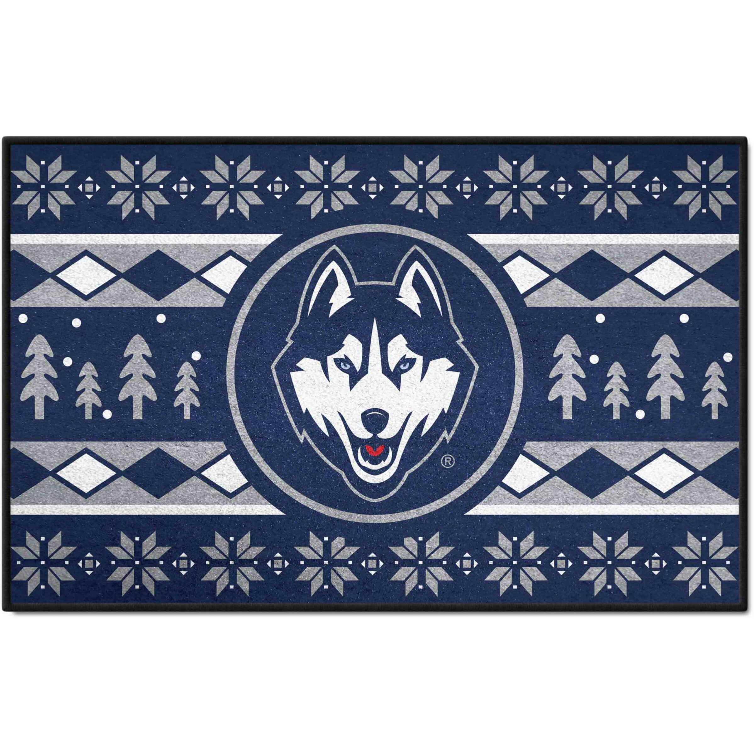 FANMATS 32988 NCAA - University of Connecticut Holiday Sweater Starter Mat Accent Rug - 19in. x 30in.| Sports Fan Home Decor Rug and Tailgating Mat