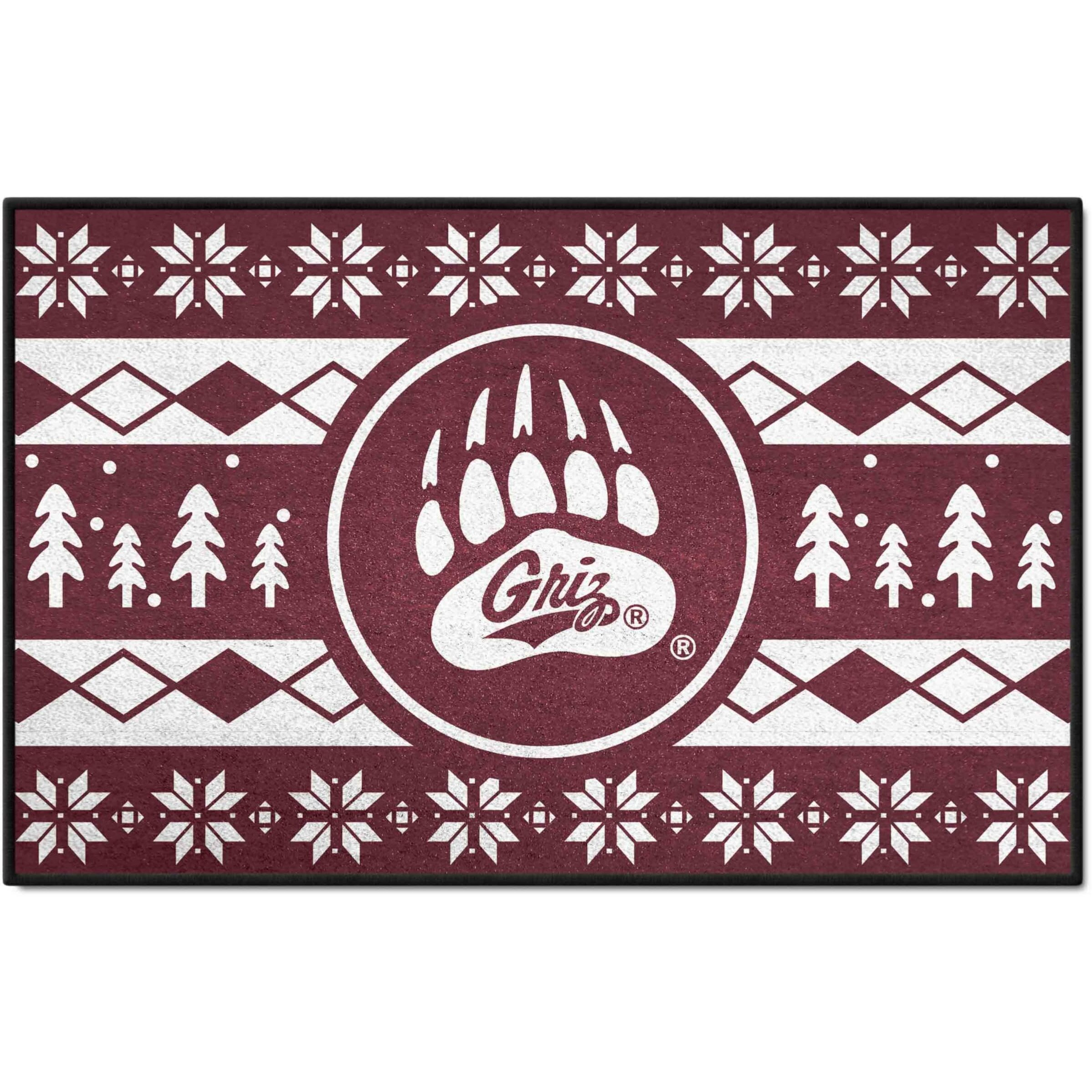 FANMATS 33001 NCAA - University of Montana Holiday Sweater Starter Mat Accent Rug - 19in. x 30in.| Sports Fan Home Decor Rug and Tailgating Mat