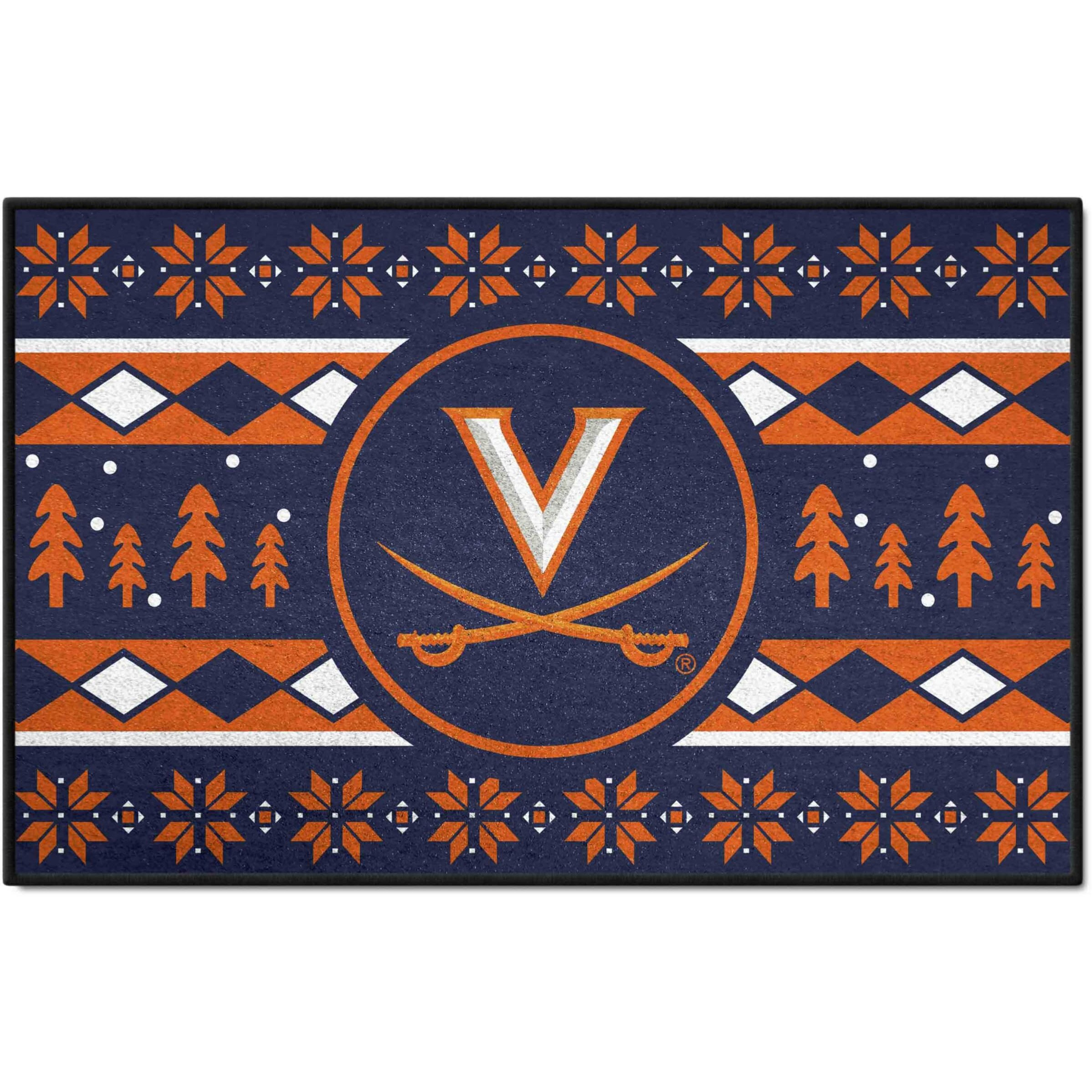 FANMATS 33004 NCAA -University of Virginia Holiday Sweater Starter Mat Accent Rug - 19in. x 30in.| Sports Fan Home Decor Rug and Tailgating Mat