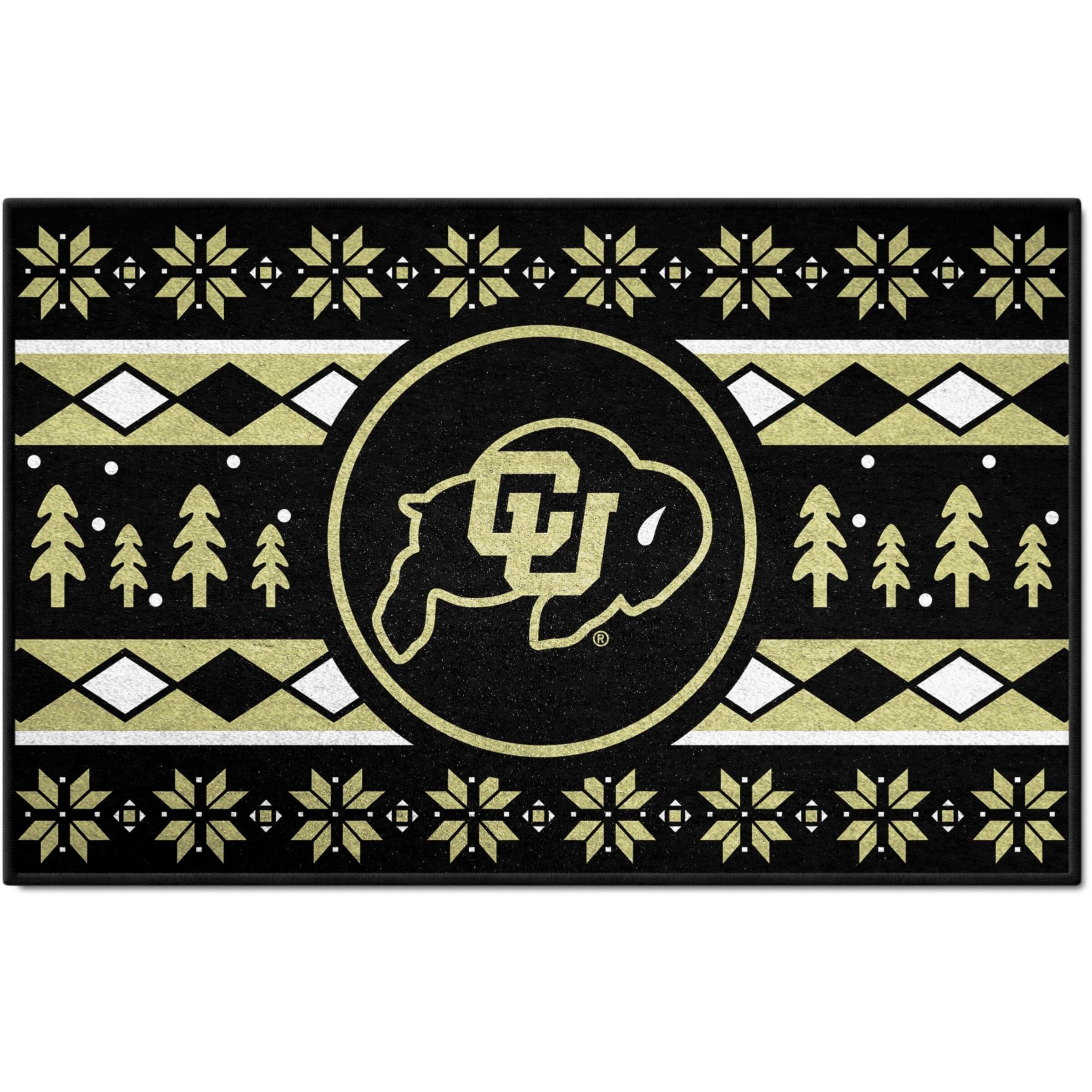 FANMATS 32993 NCAA - University of Colorado Holiday Sweater Starter Mat Accent Rug - 19in. x 30in.| Sports Fan Home Decor Rug and Tailgating Mat