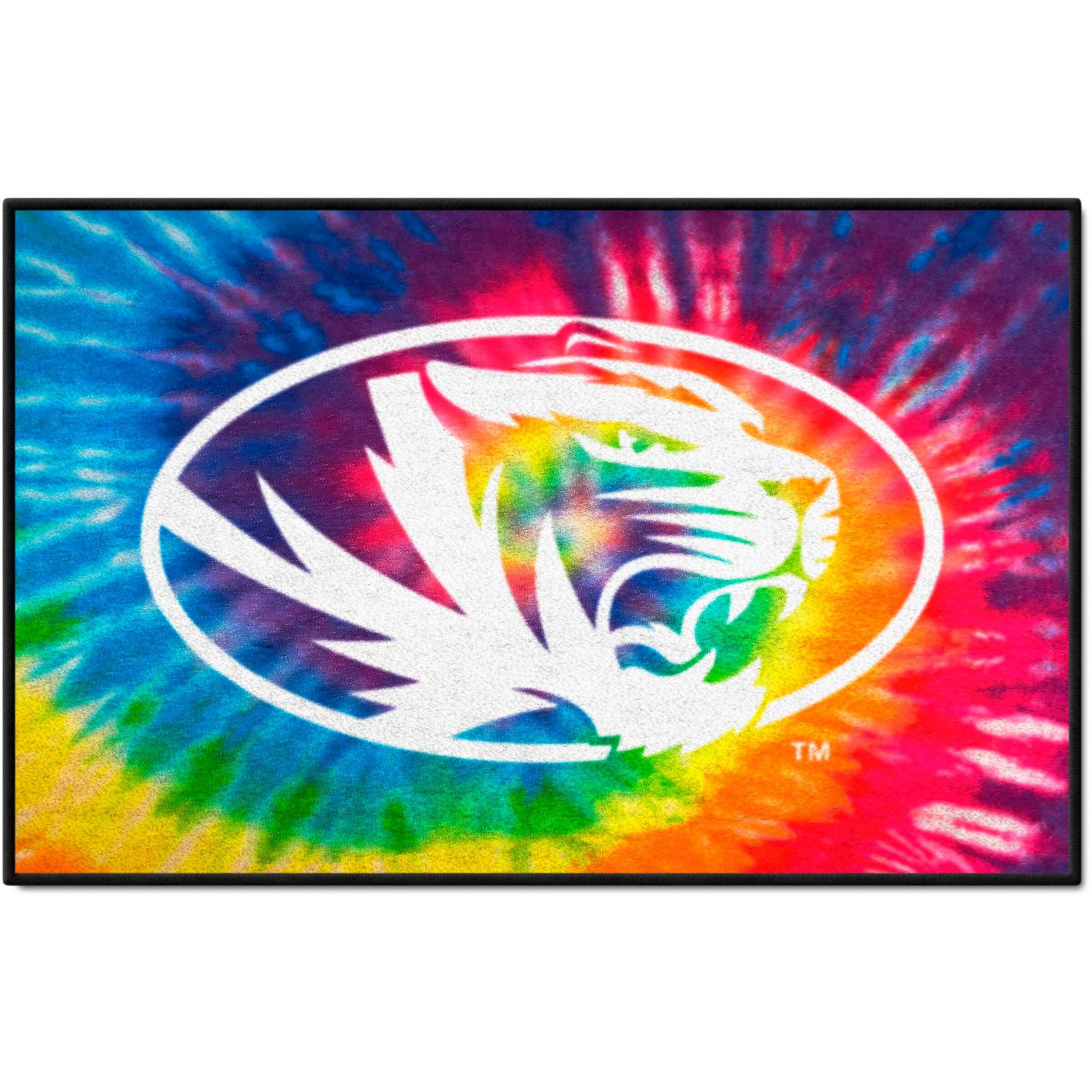 FANMATS 34037 NCAA - Missouri Tigers Tie Dye Starter Mat Accent Rug - 19in. x 30in.| Sports Fan Home Decor Rug and Tailgating Mat