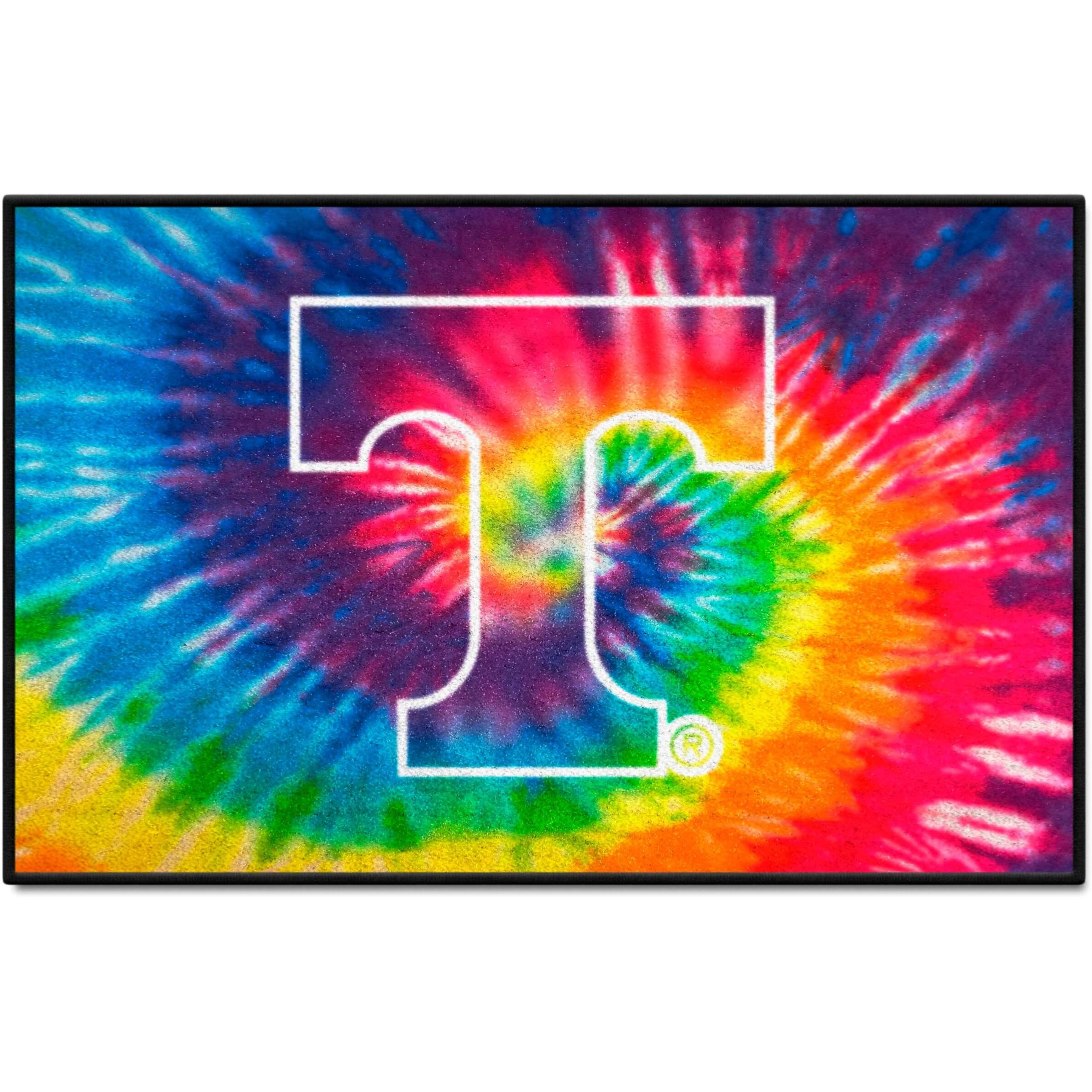 FANMATS 34075 NCAA Tennessee Volunteers Tie Dye Starter Mat Accent Rug - 19in. x 30in.| Sports Fan Home Decor Rug and Tailgating Mat