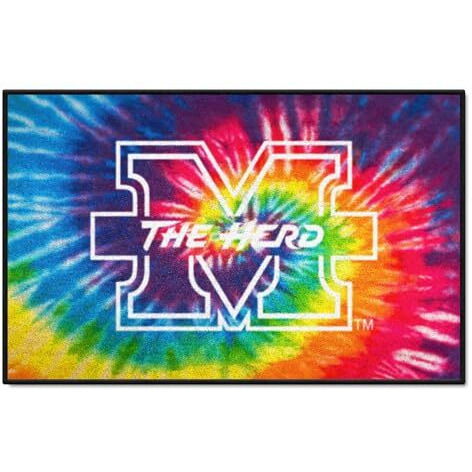 FANMATS 34033 NCAA - Marshall Thundering Herd Tie Dye Starter Mat Accent Rug - 19in. x 30in.| Sports Fan Home Decor Rug and Tailgating Mat
