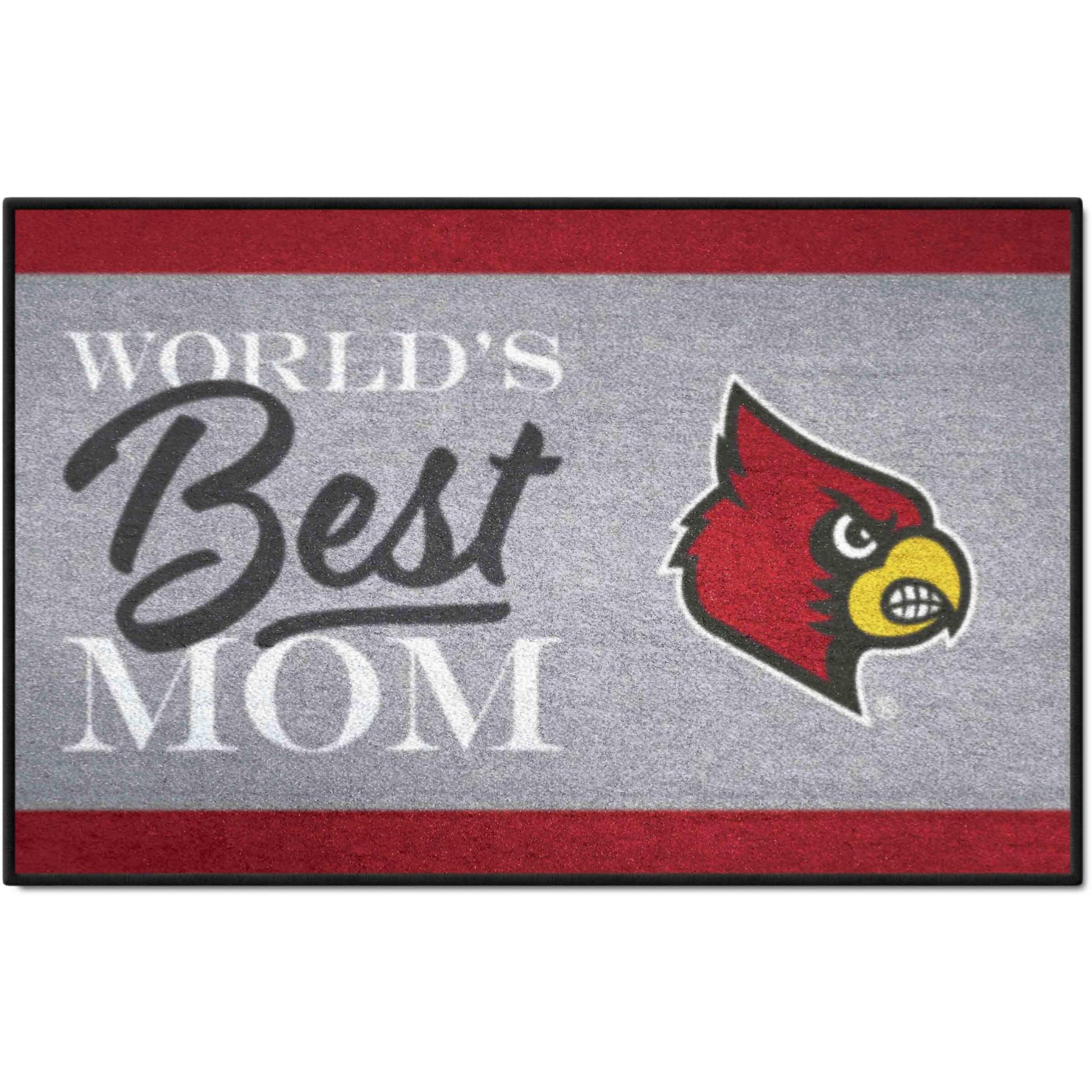 FANMATS 34550 NCAA - Louisville Cardinals World's Best Mom Starter Mat Accent Rug - 19in. x 30in.| Sports Fan Home Decor Rug and Tailgating Mat