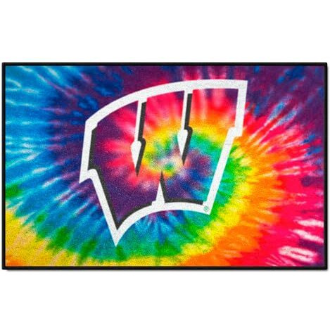 FANMATS 34079 NCAA - Wisconsin Badgers Tie Dye Starter Mat Accent Rug - 19in. x 30in.| Sports Fan Home Decor Rug and Tailgating Mat