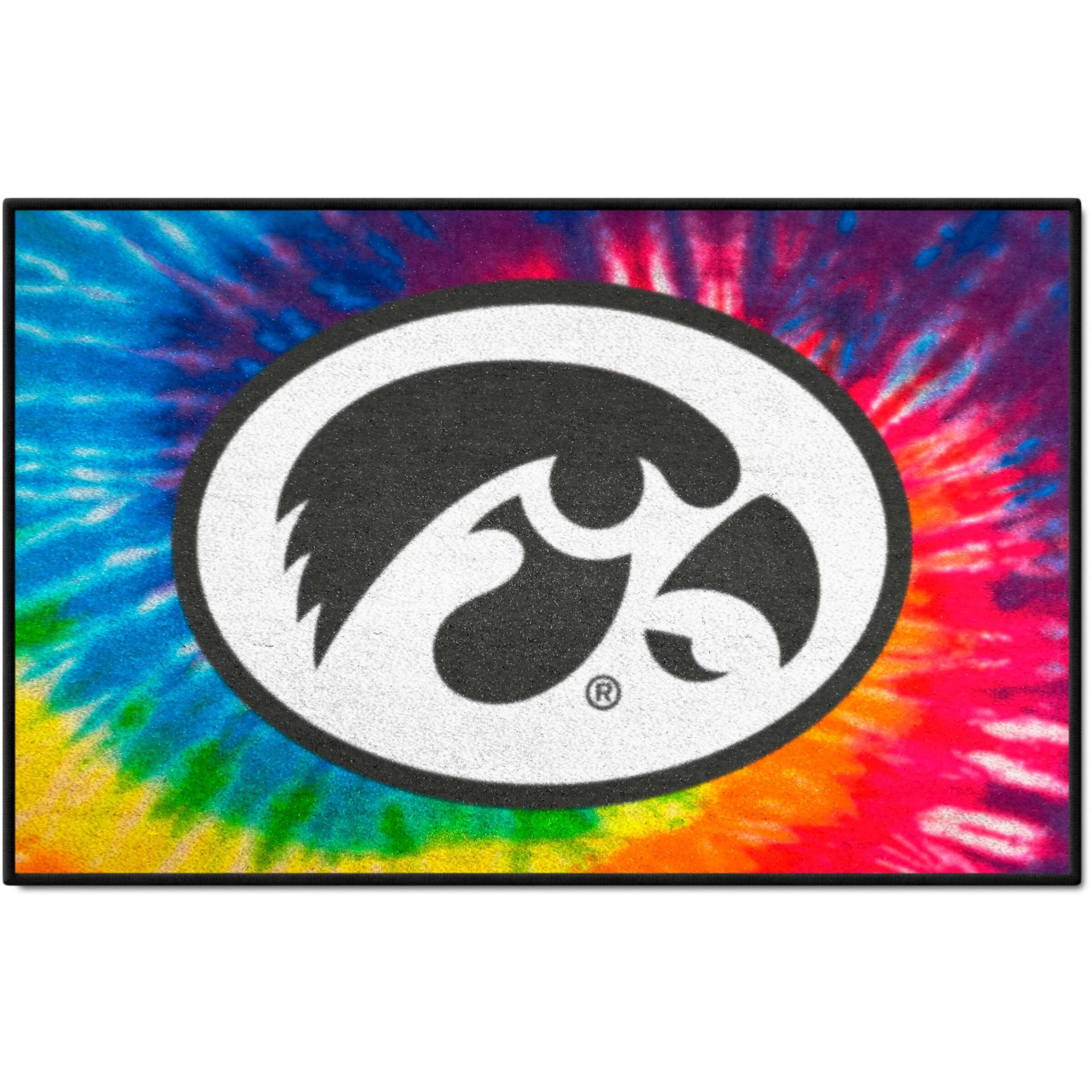 FANMATS 34063 NCAA - Iowa Hawkeyes Tie Dye Starter Mat Accent Rug - 19in. x 30in.| Sports Fan Home Decor Rug and Tailgating Mat