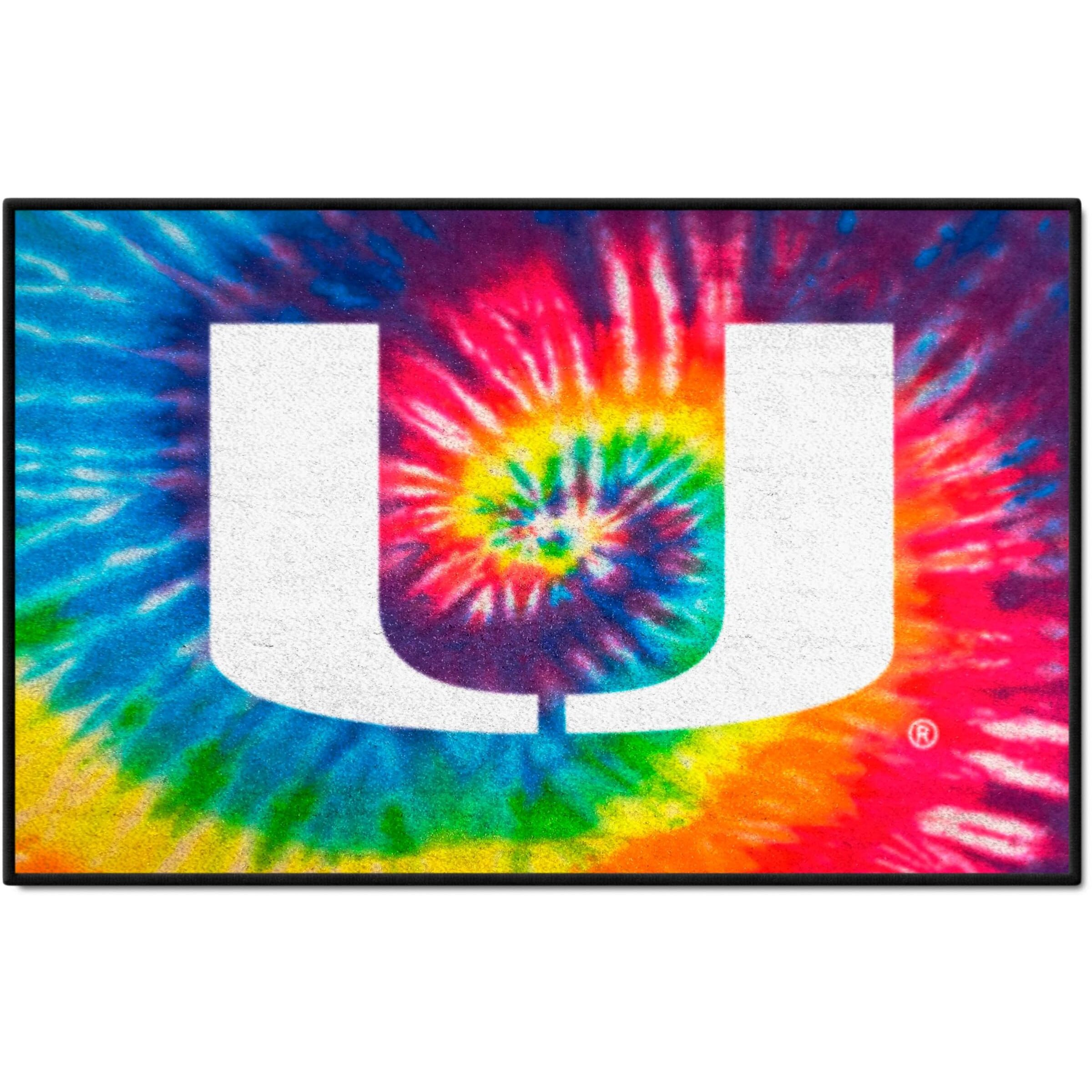 FANMATS 34069 Miami Hurricanes Tie Dye Starter Mat Accent Rug - 19in. x 30in.| Sports Fan Home Decor Rug and Tailgating Mat