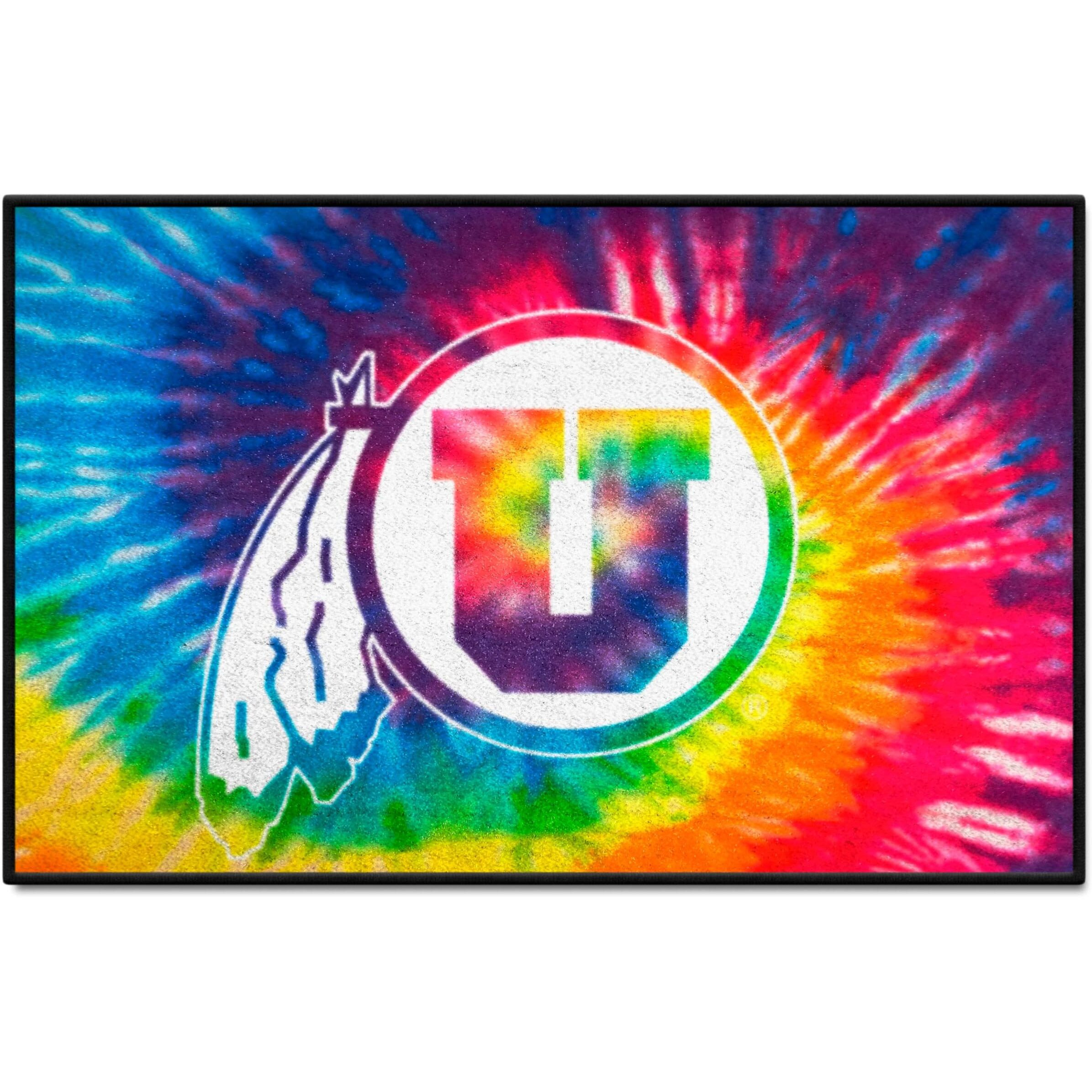 FANMATS 34081 NCAA - Utah Utes Tie Dye Starter Mat Accent Rug - 19in. x 30in.| Sports Fan Home Decor Rug and Tailgating Mat