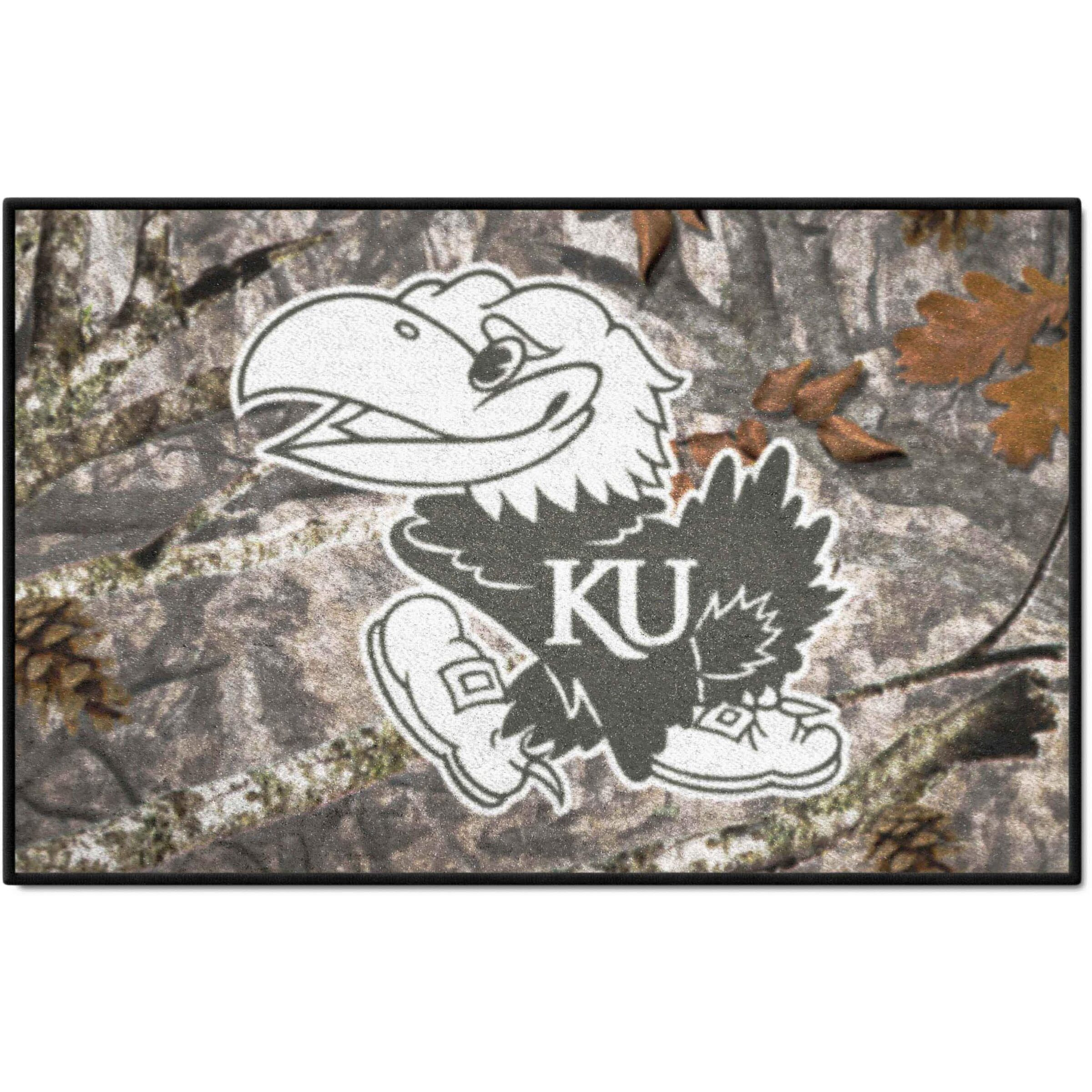 FANMATS 33980 NCAA - Kansas Jayhawks Camo Starter Mat Accent Rug - 19in. x 30in.| Sports Fan Home Decor Rug and Tailgating Mat