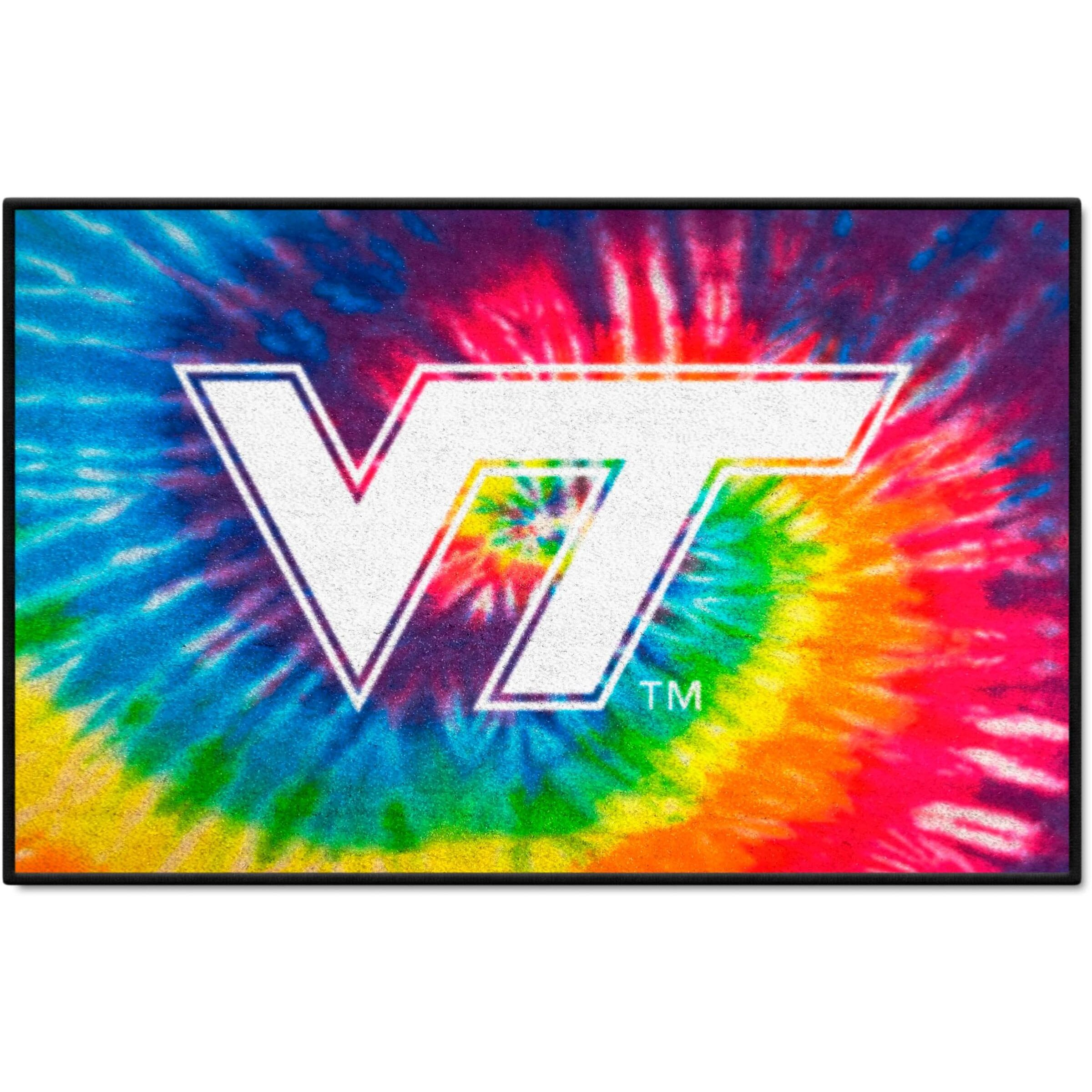 FANMATS 34082 NCAA - Virginia Tech Hokies Tie Dye Starter Mat Accent Rug - 19in. x 30in.| Sports Fan Home Decor Rug and Tailgating Mat