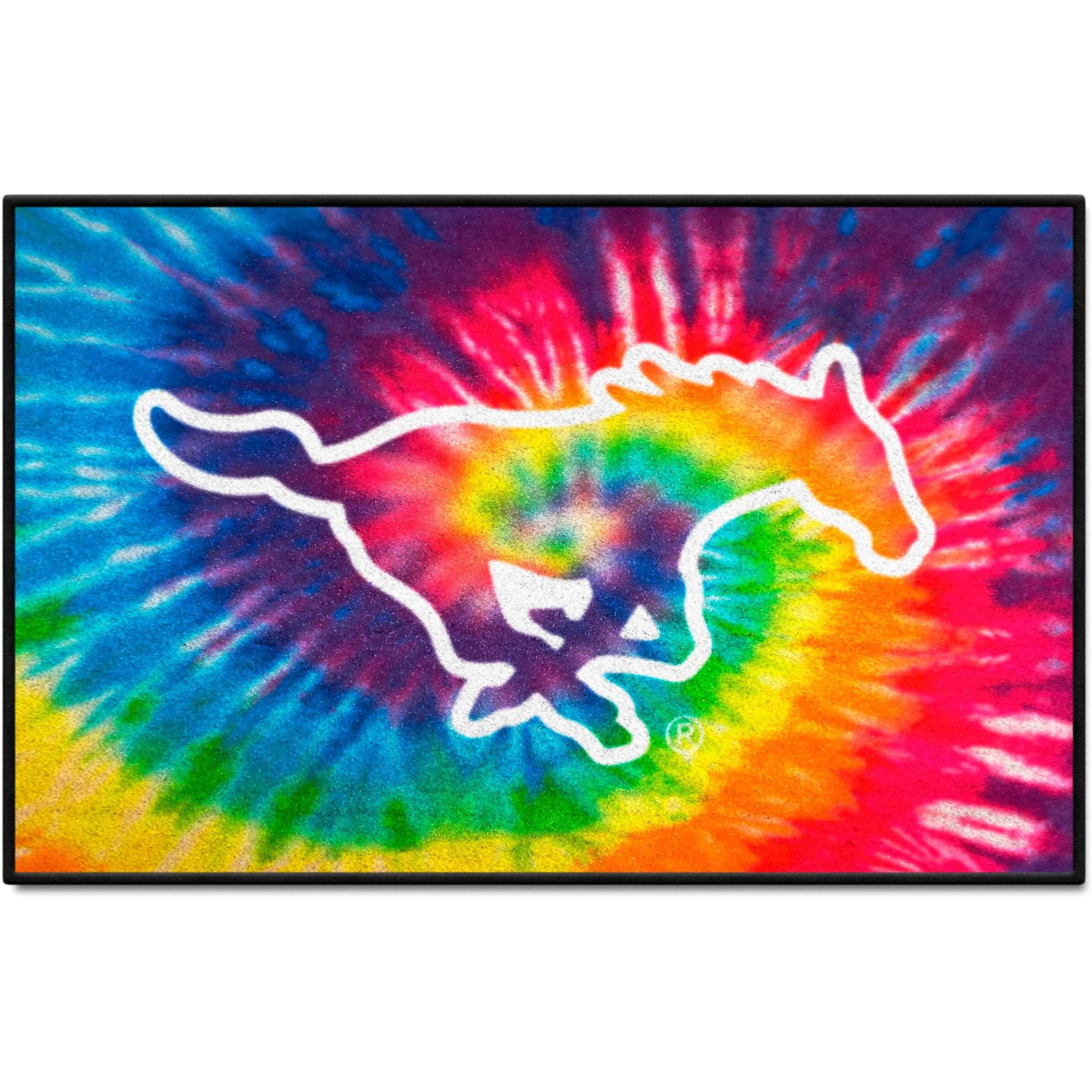 FANMATS 34049 NCAA - SMU Mustangs Tie Dye Starter Mat Accent Rug - 19in. x 30in.| Sports Fan Home Decor Rug and Tailgating Mat
