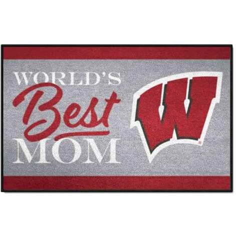FANMATS 34593 NCAA - Wisconsin Badgers World's Best Mom Starter Mat Accent Rug - 19in. x 30in.| Sports Fan Home Decor Rug and Tailgating Mat