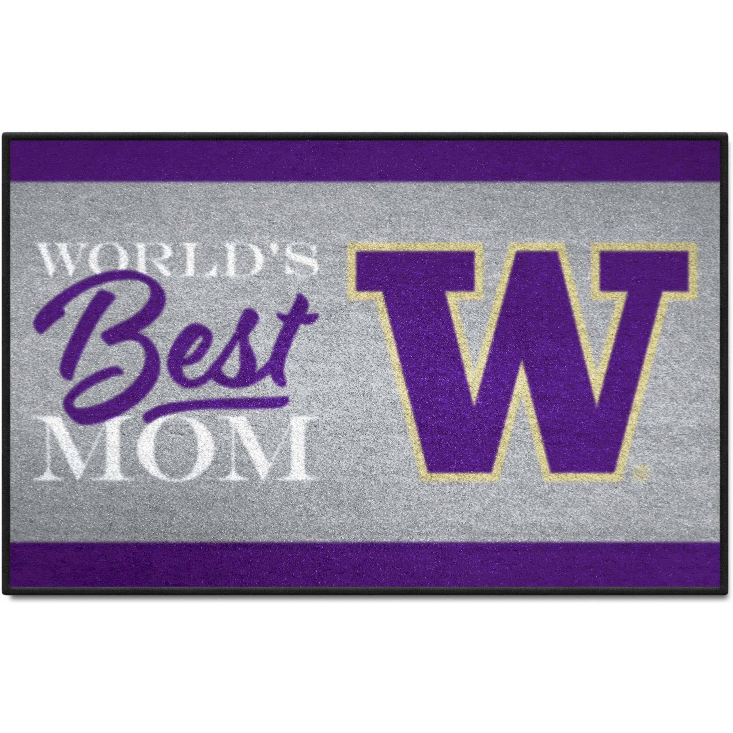 FANMATS 34592 NCAA - Washington Huskies World's Best Mom Starter Mat Accent Rug - 19in. x 30in.| Sports Fan Home Decor Rug and Tailgating Mat