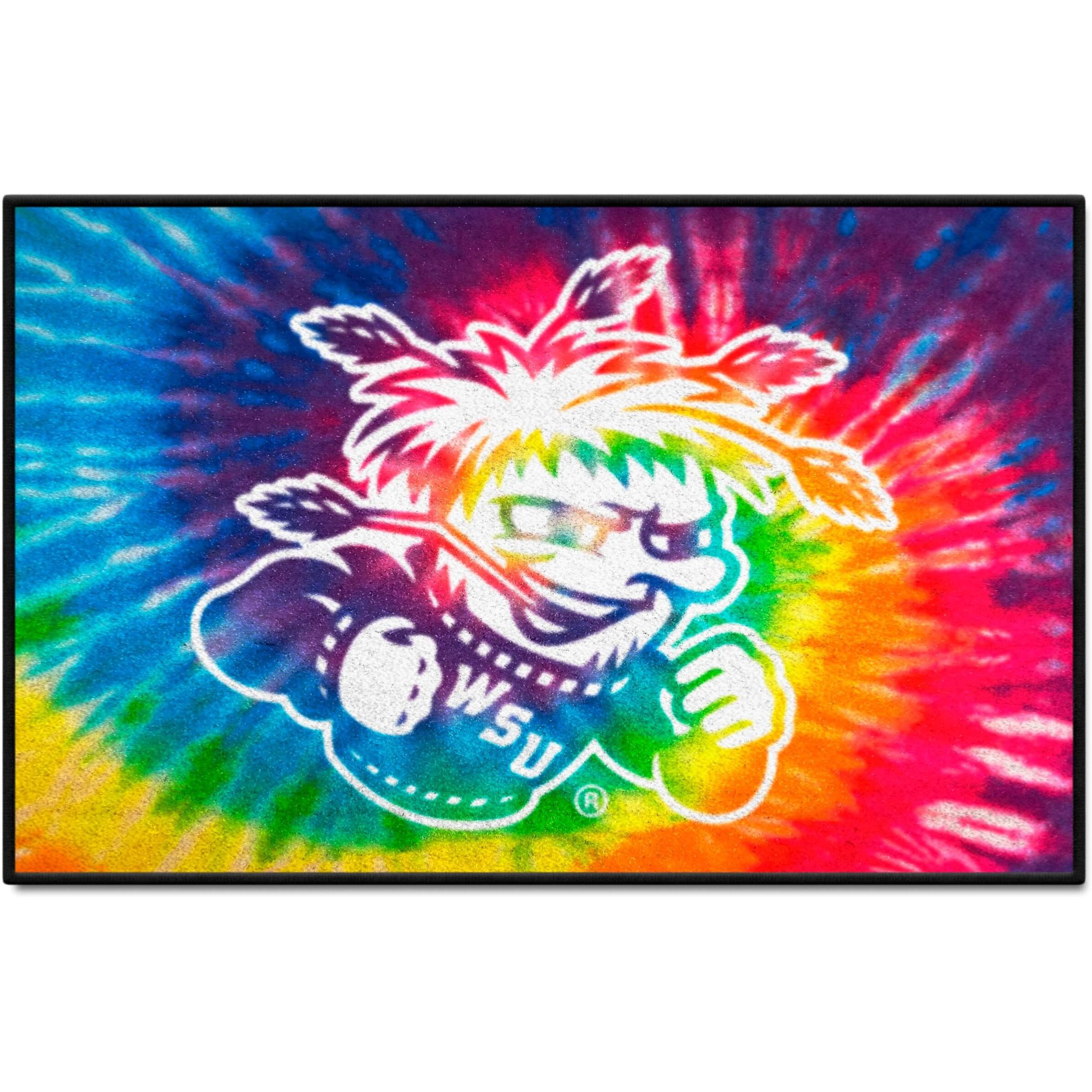FANMATS 34085 NCAA -Wichita State Shockers Tie Dye Starter Mat Accent Rug - 19in. x 30in.| Sports Fan Home Decor Rug and Tailgating Mat