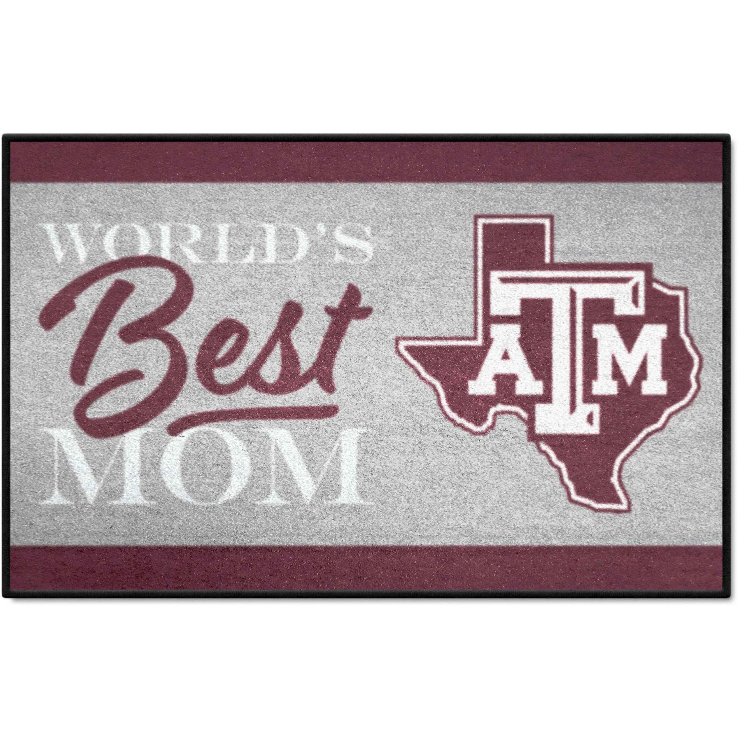 FANMATS 34575 NCAA - Texas A&M Aggies World's Best Mom Starter Mat Accent Rug - 19in. x 30in.| Sports Fan Home Decor Rug and Tailgating Mat