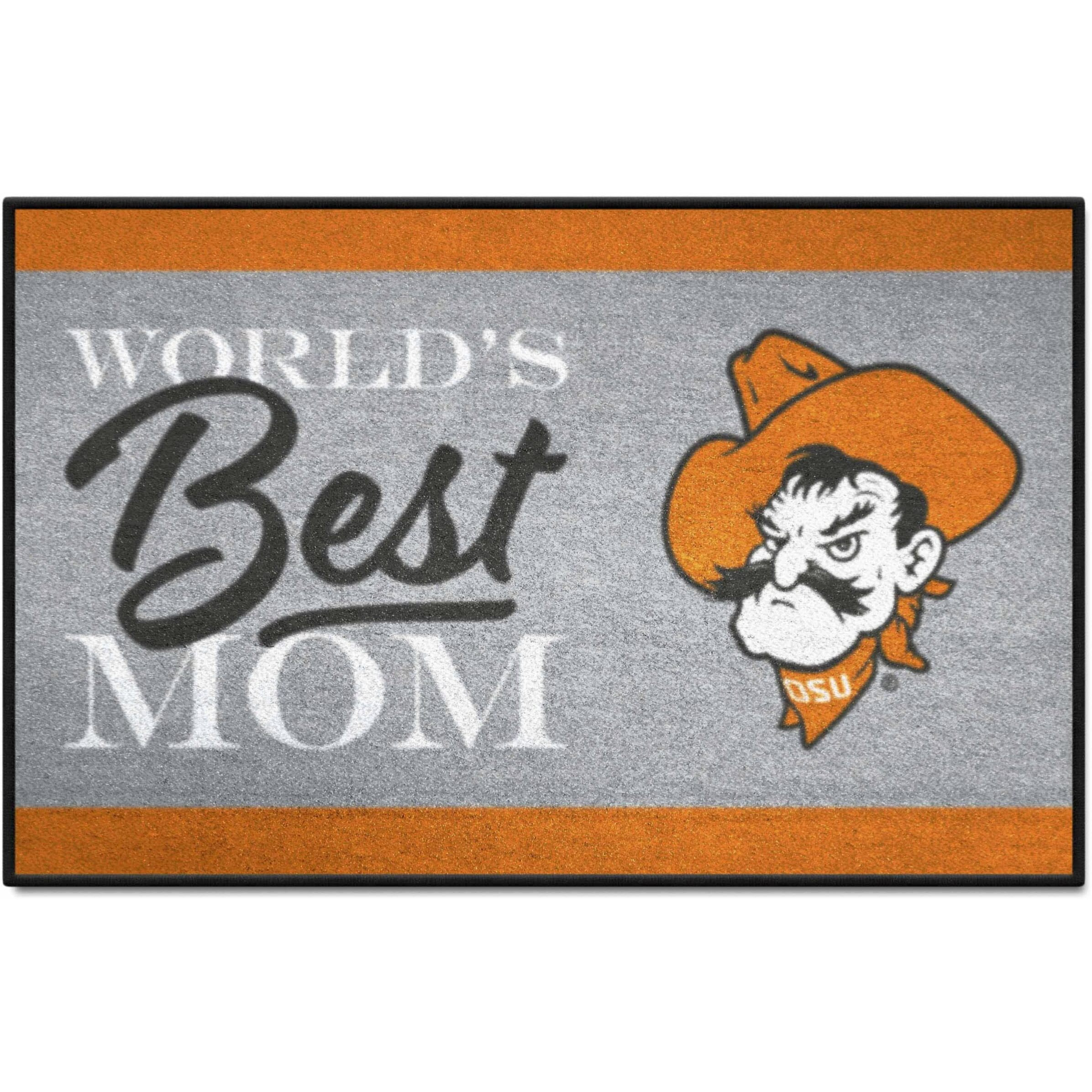FANMATS 34565 NCAA - Oklahoma State Cowboys World's Best Mom Starter Mat Accent Rug - 19in. x 30in.| Sports Fan Home Decor Rug and Tailgating Mat