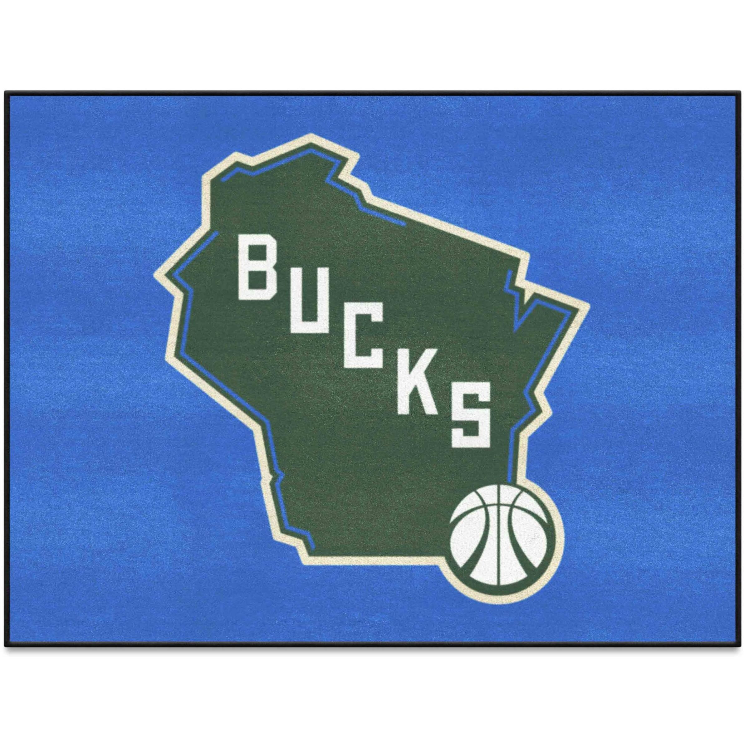 FANMATS 37012 NBA - Milwaukee Bucks All-Star Mat | Blue | 33.75&quotx42.5" | Wisconsin State Shape Secondary Logo