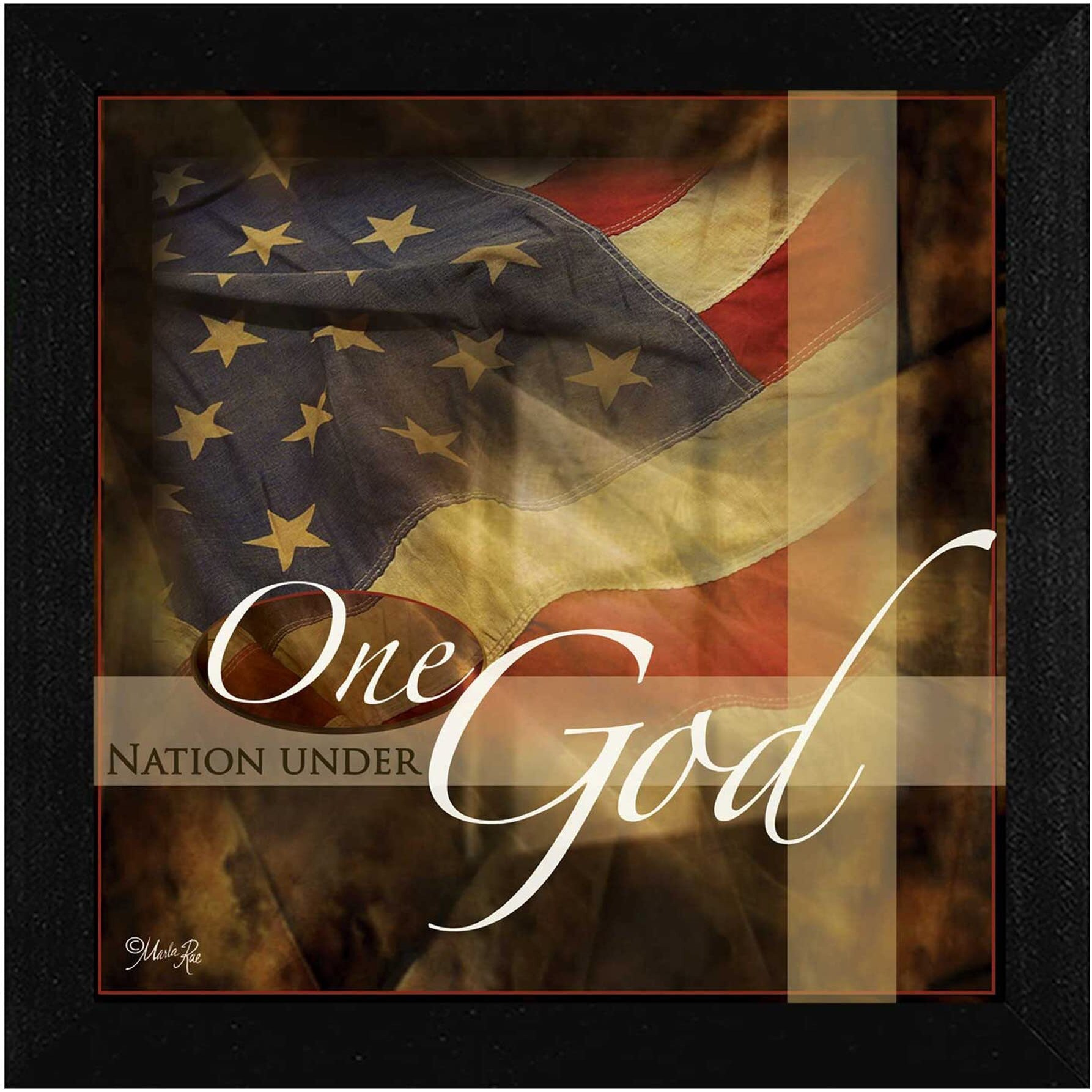 One Nation Under God Black Framed Print Wall Art