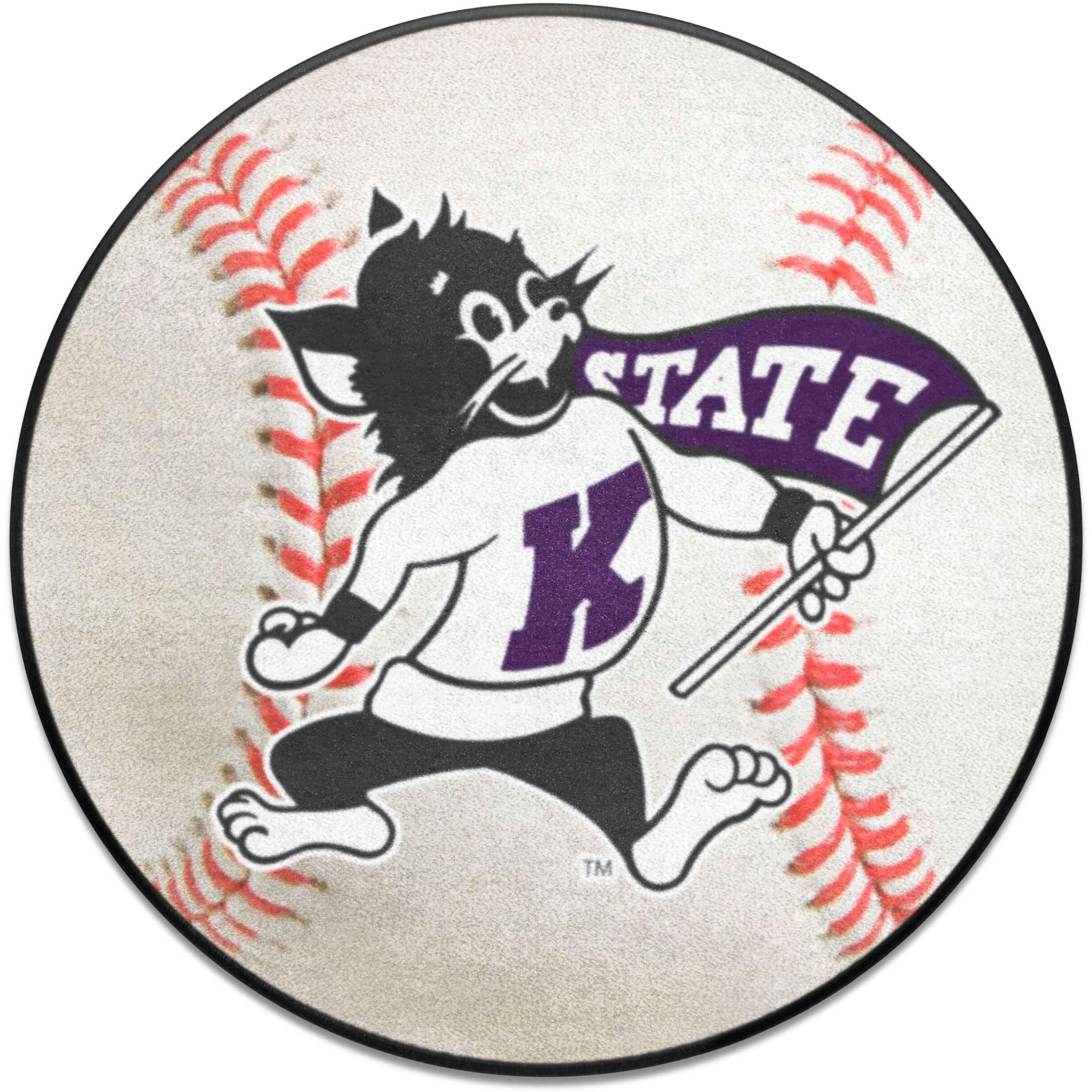 FANMATS 36373 Kansas State Wildcats Baseball Rug - 27in. Diameter