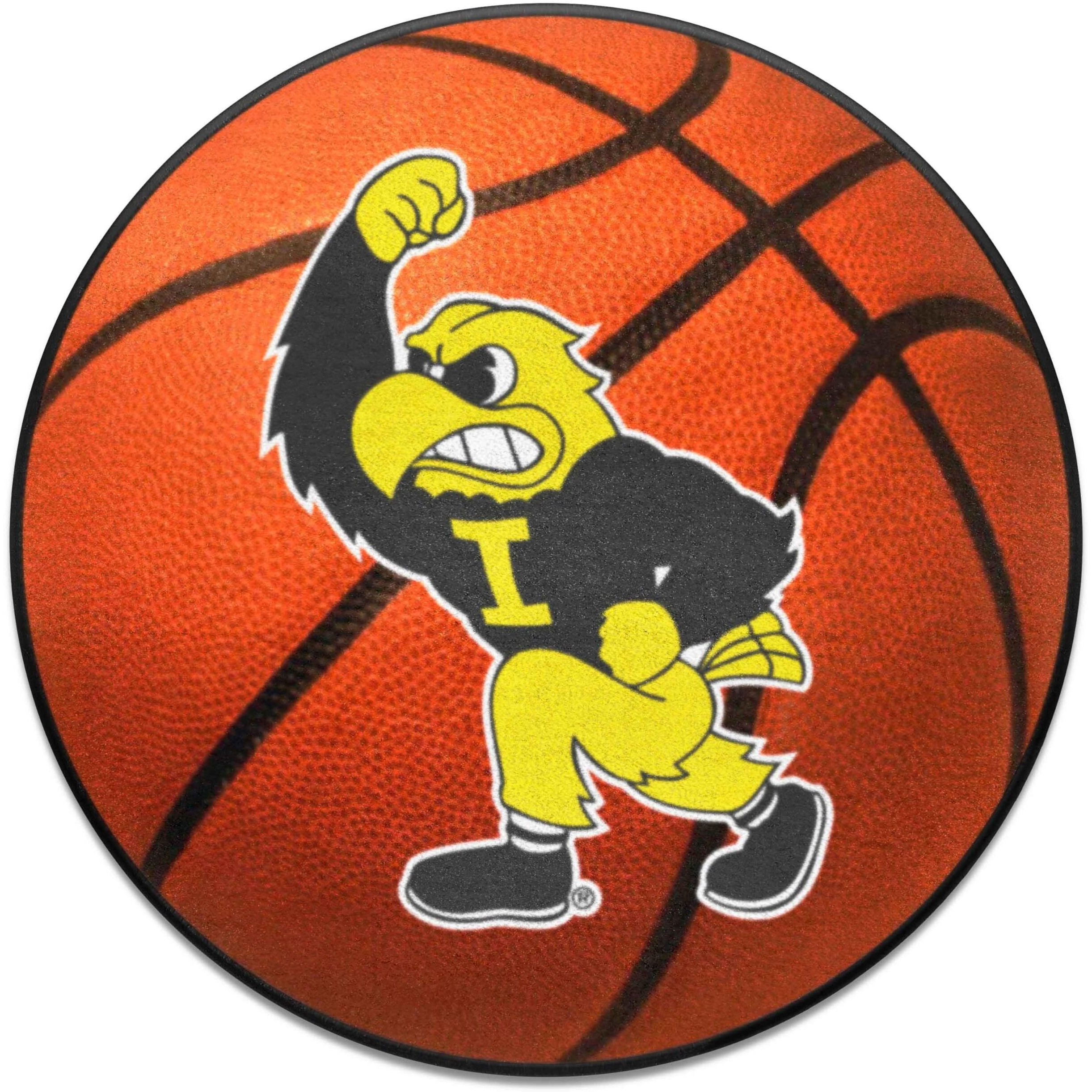 FANMATS 36638 Iowa Hawkeyes Basketball Rug - 27in. Diameter