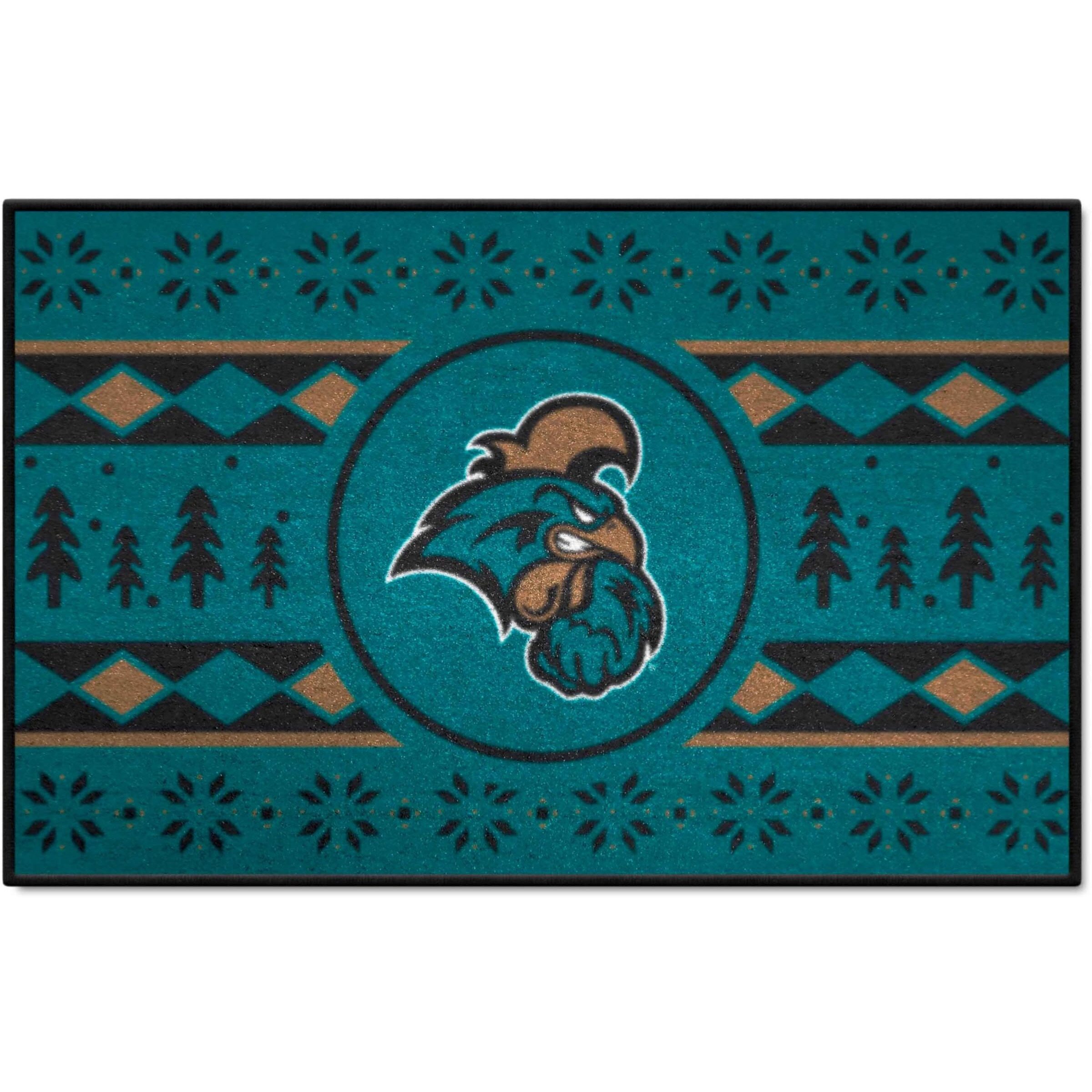 FANMATS 38384 NCAA - Coastal Carolina Chanticleers Holiday Sweater Starter Mat Accent Rug - 19in. x 30in.| Sports Fan Home Decor Rug and Tailgating Mat