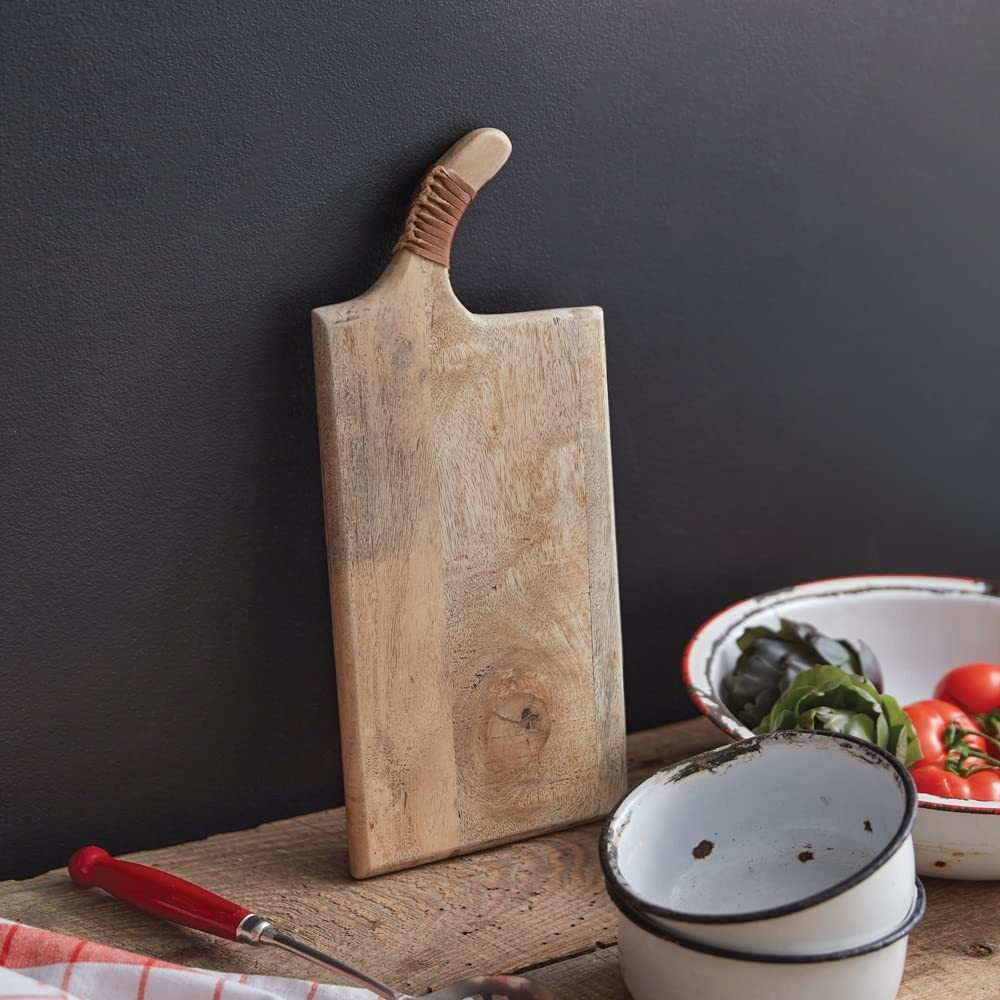 CTW Home Collection Cleaver Cutting Board with Leather Handle, 15.5-inch Height, Mango Wood, Kitchen, Kitchen Accessories